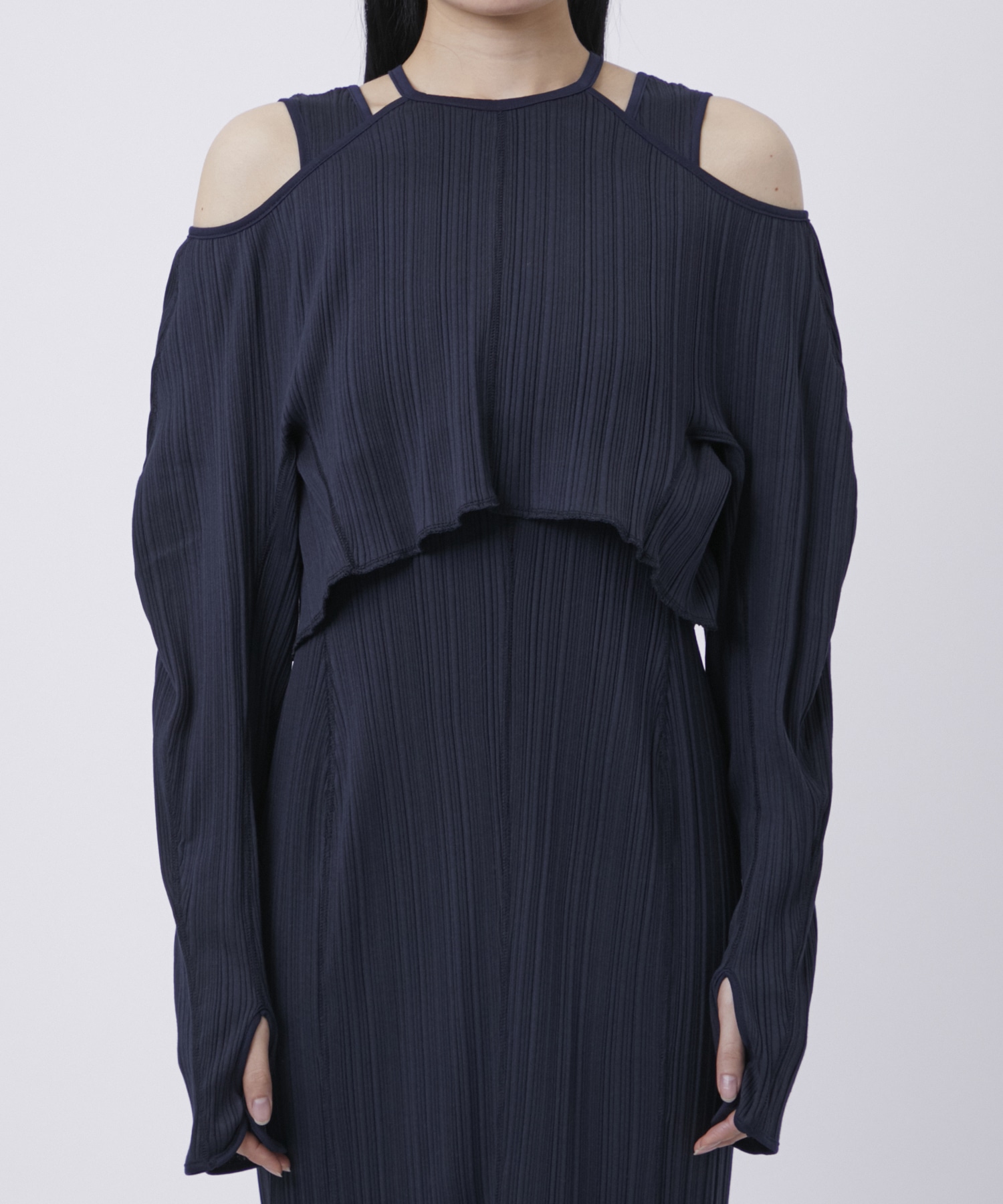 Random Ribbed Organic Cotton 2way Dress Mame Kurogouchi