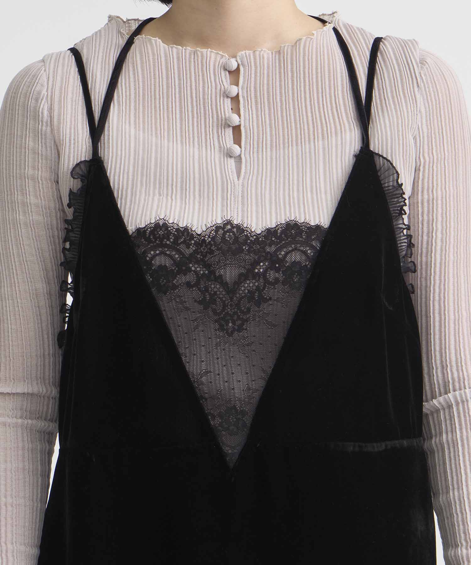 別注 black lace velour camisole dress tanakadaisuke