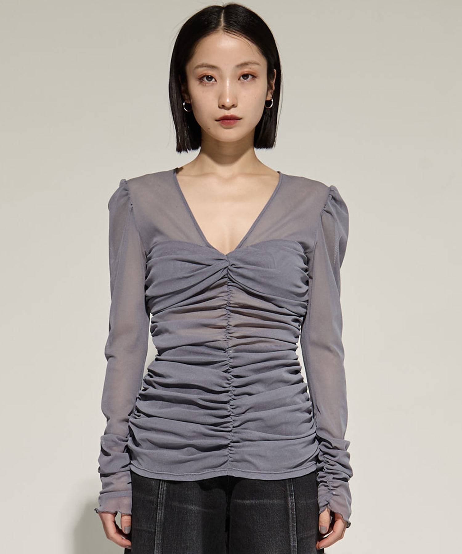別注 TULLE GATHERED TOP FETICO