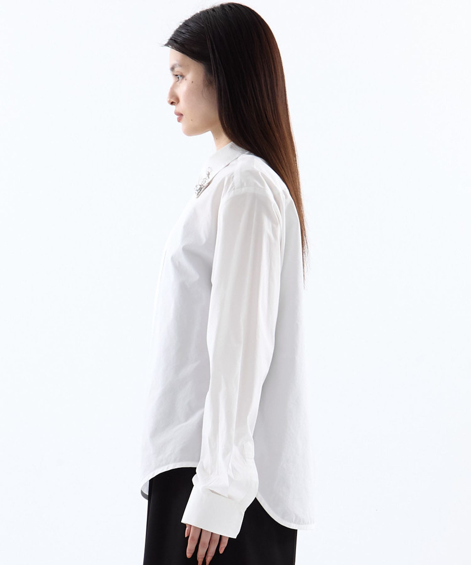 crystal silver tip lapel shirt tanakadaisuke