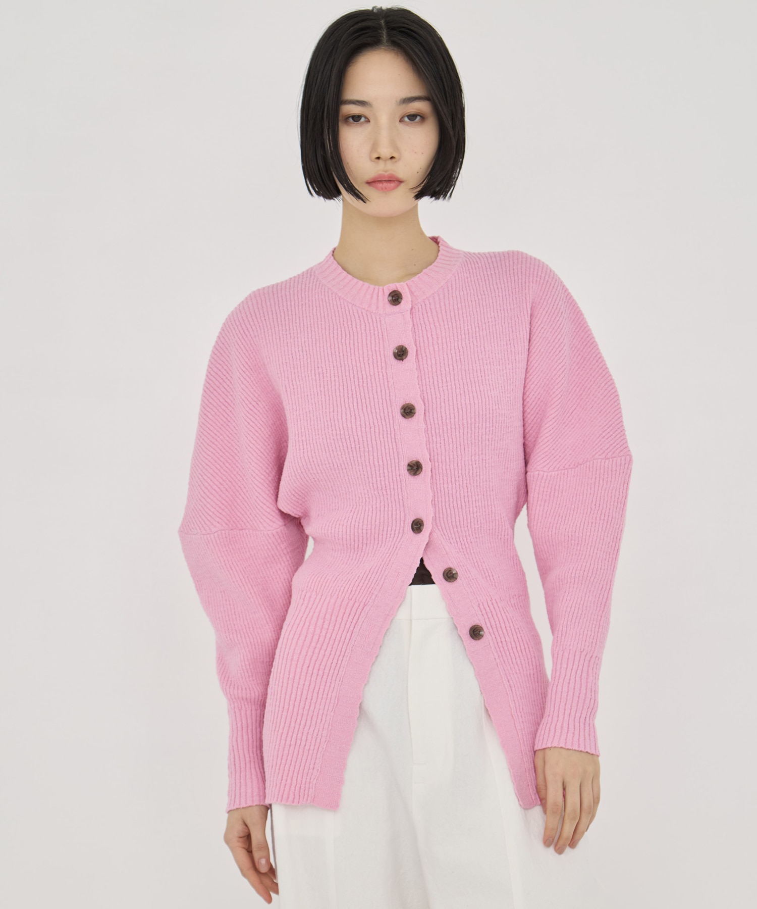 Greer crew neck knit cardigan AKIRANAKA