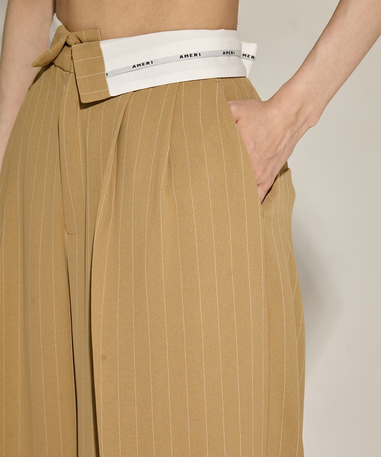 TURN BACK WATIST WIDE PANTS AMERI