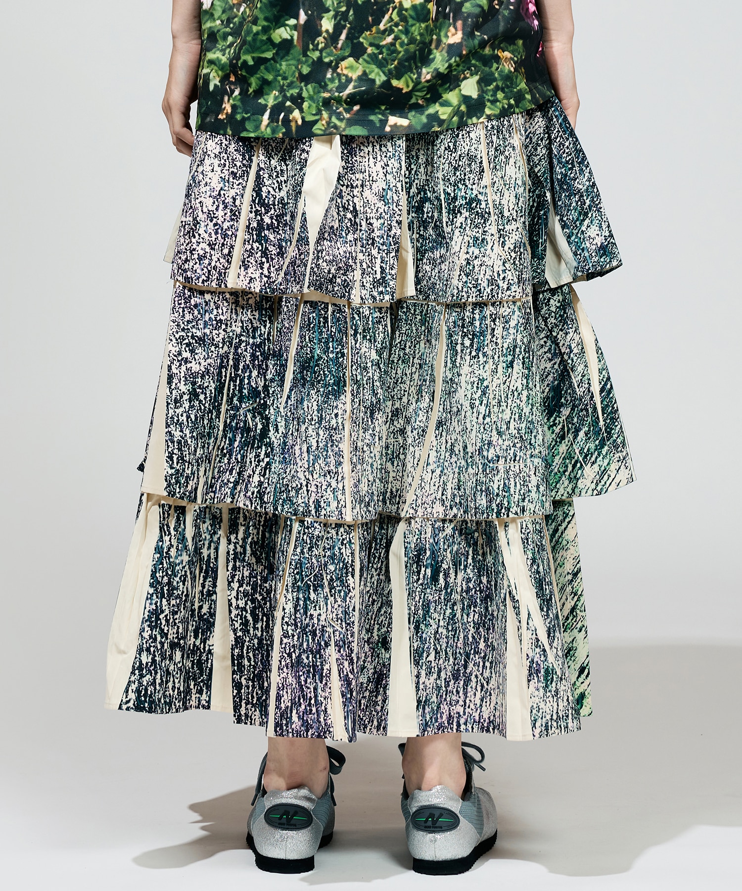 DIRECT PRINT RIB GATHER LONG SKIRT NON TOKYO