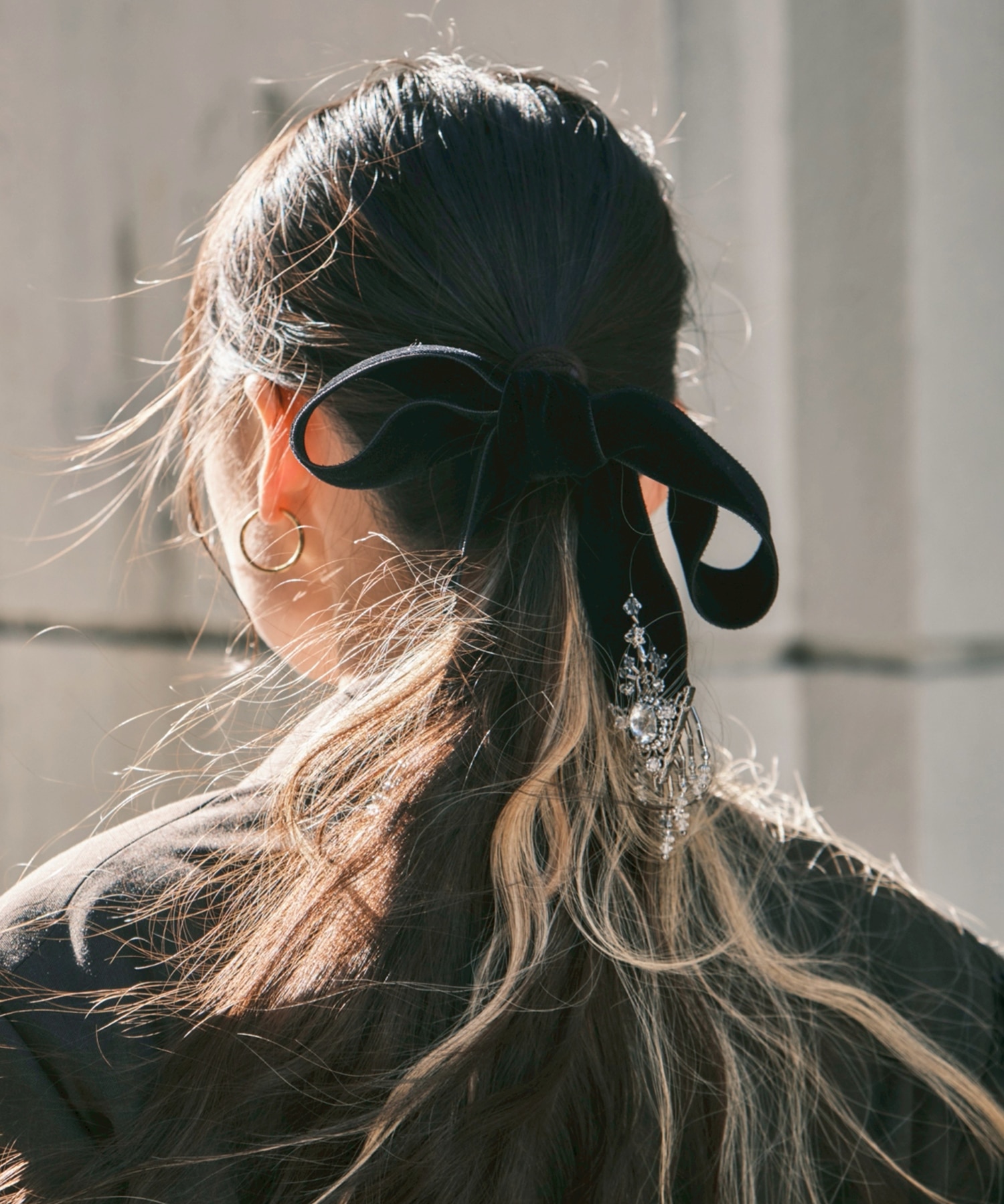 crystal silver tip velvet long ribbon tanakadaisuke