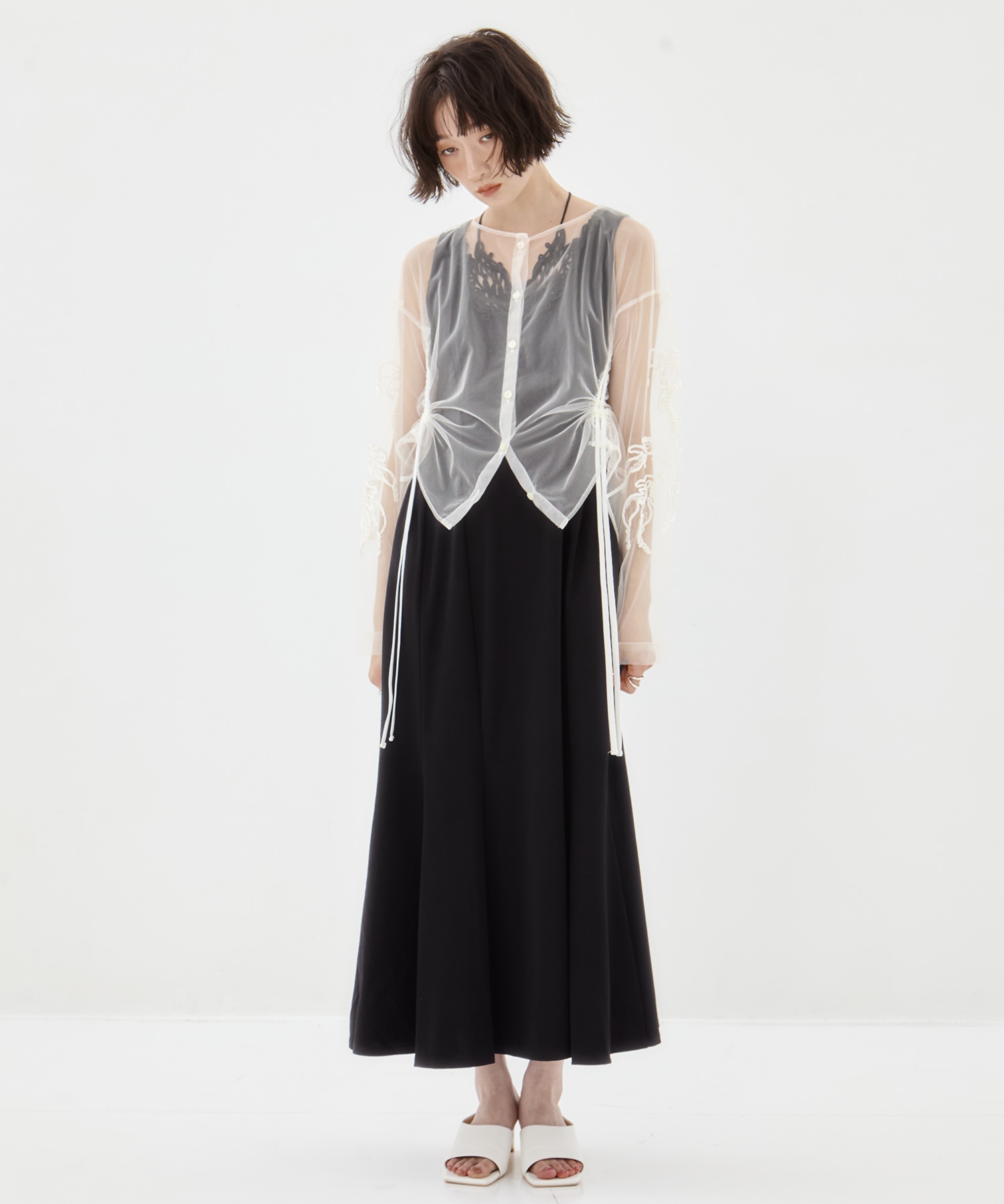 EX.embroidered tulle cardigan MURRAL