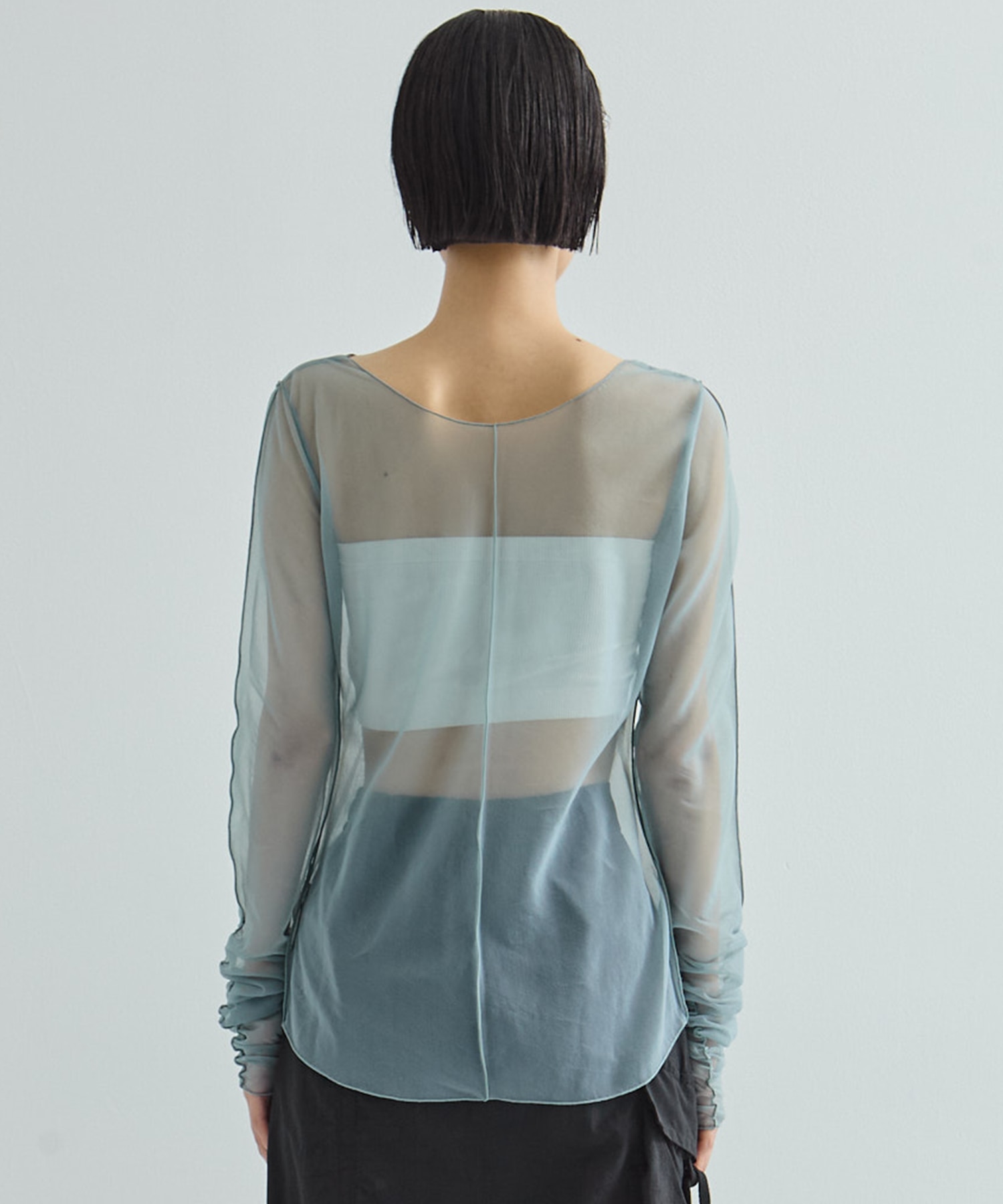 Gathered Sleeve Sheer Top STUDIOUS