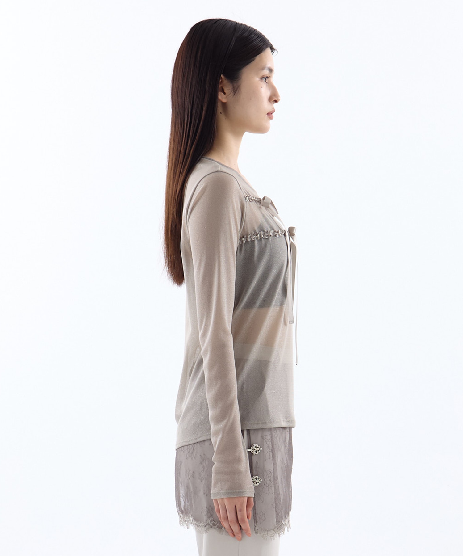 別注SHEER RIBON SKIN TOPS HOUGA