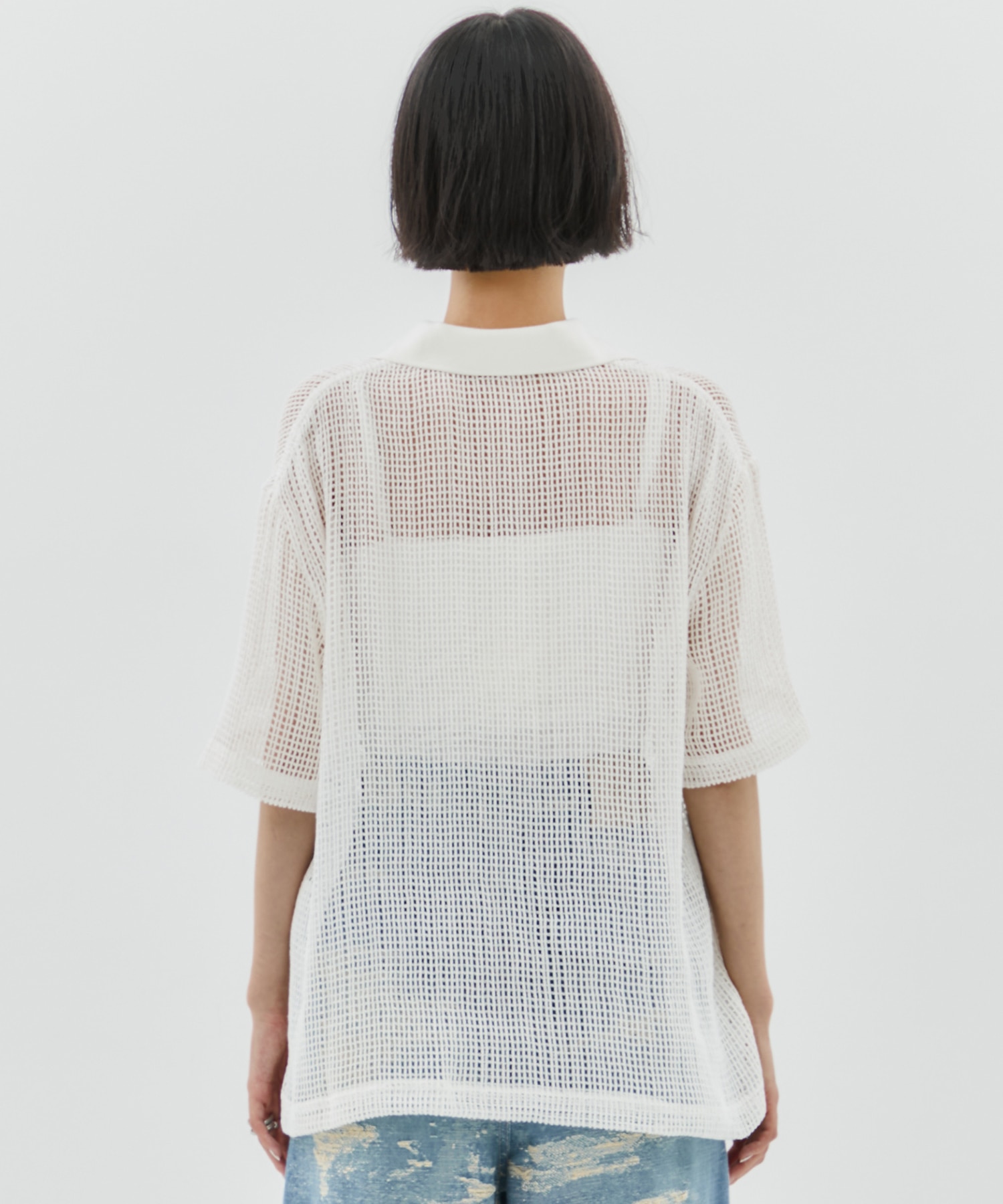 MESH EMBROIDERY POLO SHIRT TAAKK