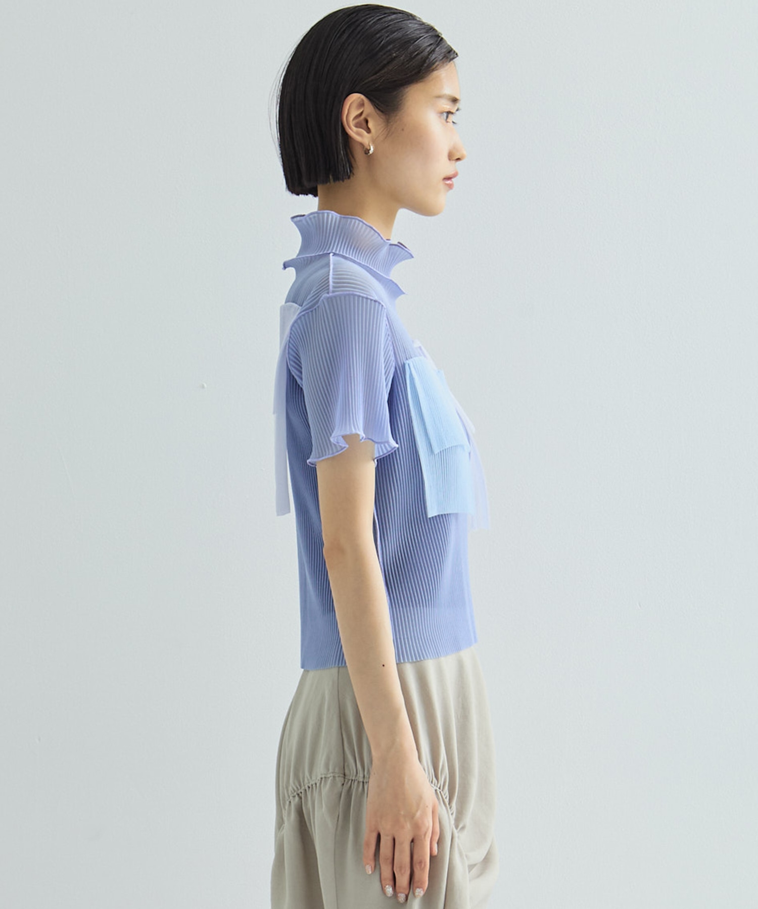 別注SHEER SHORT HIGHNECK SLEEVE TOP kotohayokozawa