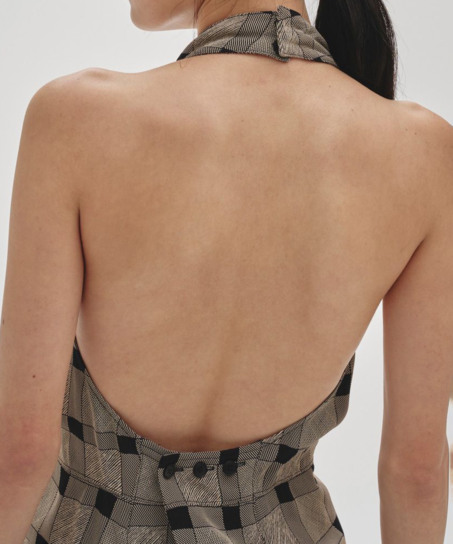 Halterneck Checkjaquard Top TODAYFUL
