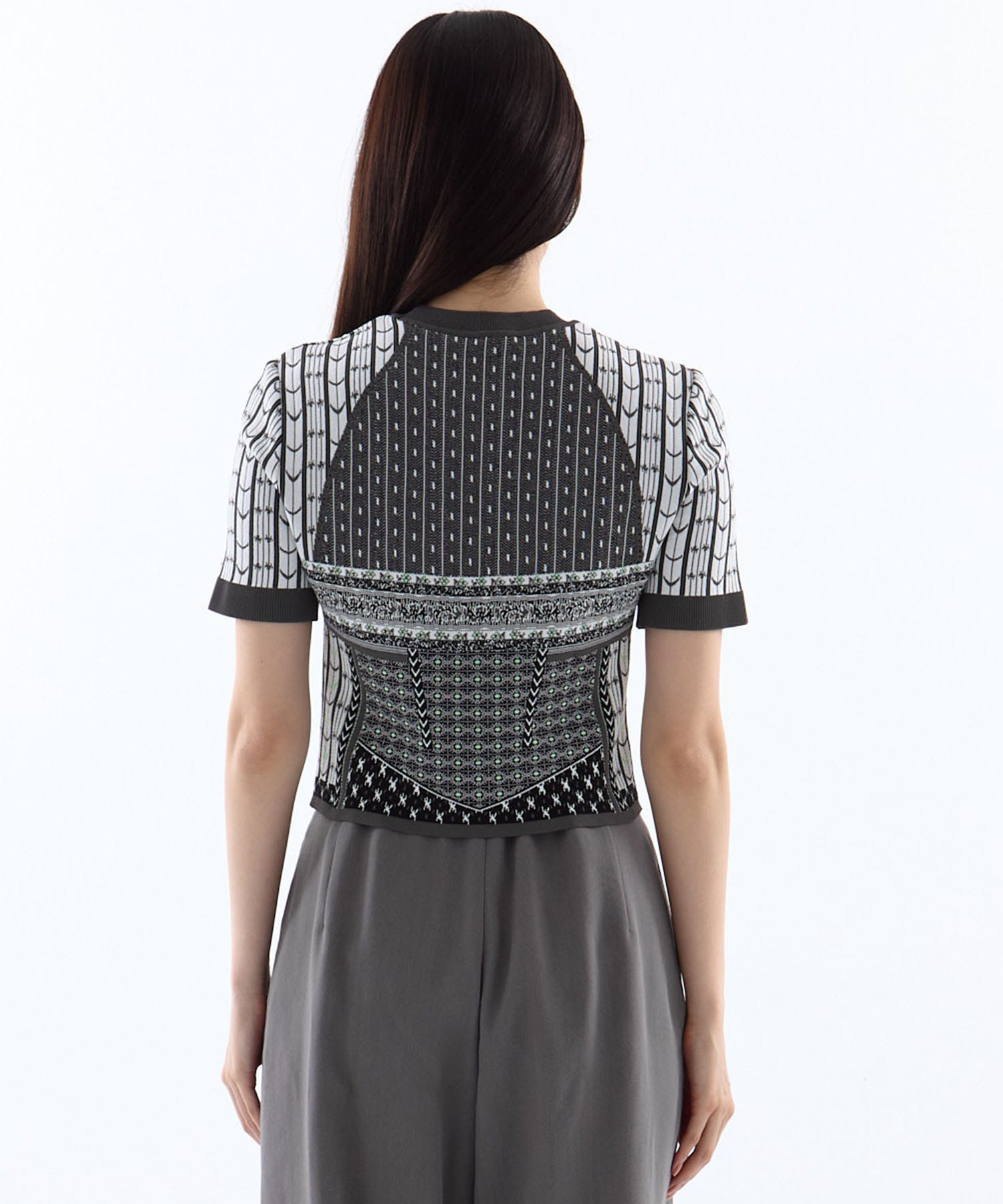 Geometric Pattern Knitted Top Mame Kurogouchi