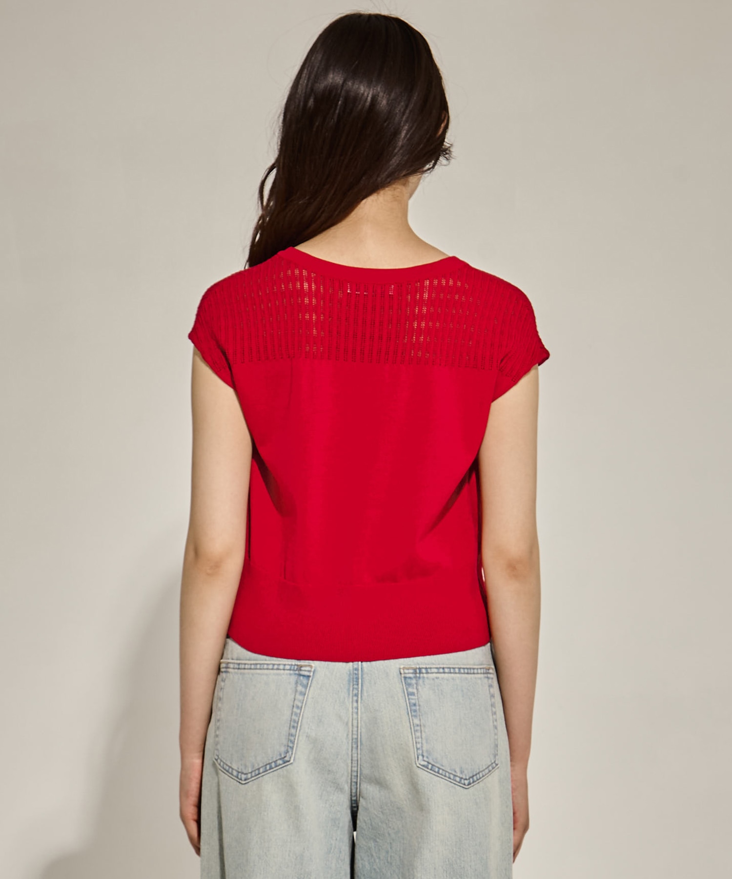 別注lace nosleeve cardigan WRAPINKNOT