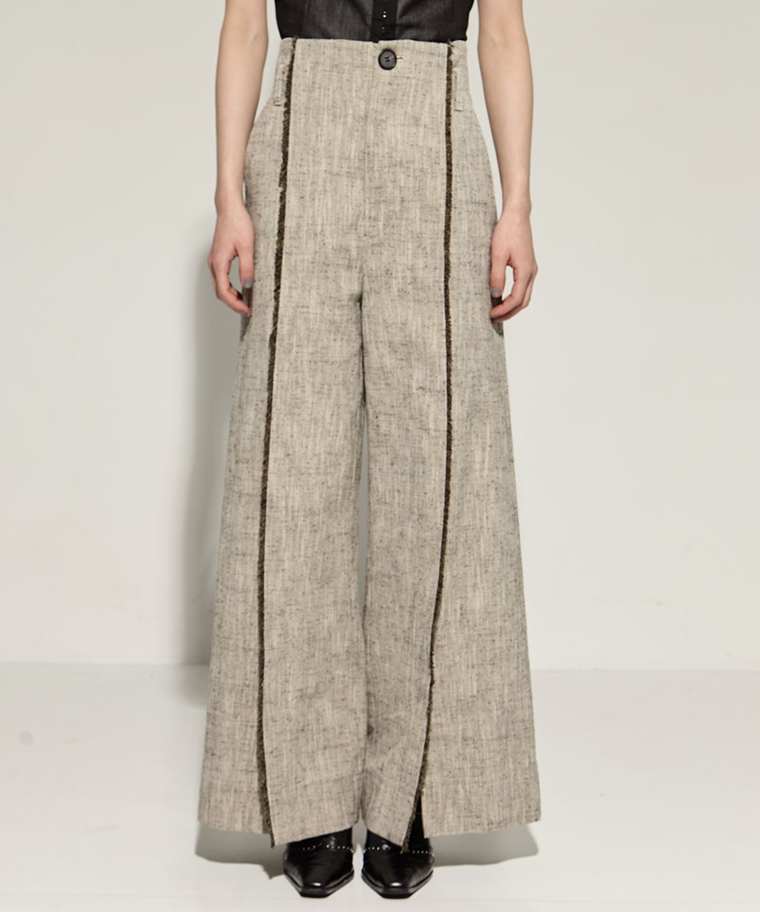 Silk Nep Flare Trousers STUDIOUS