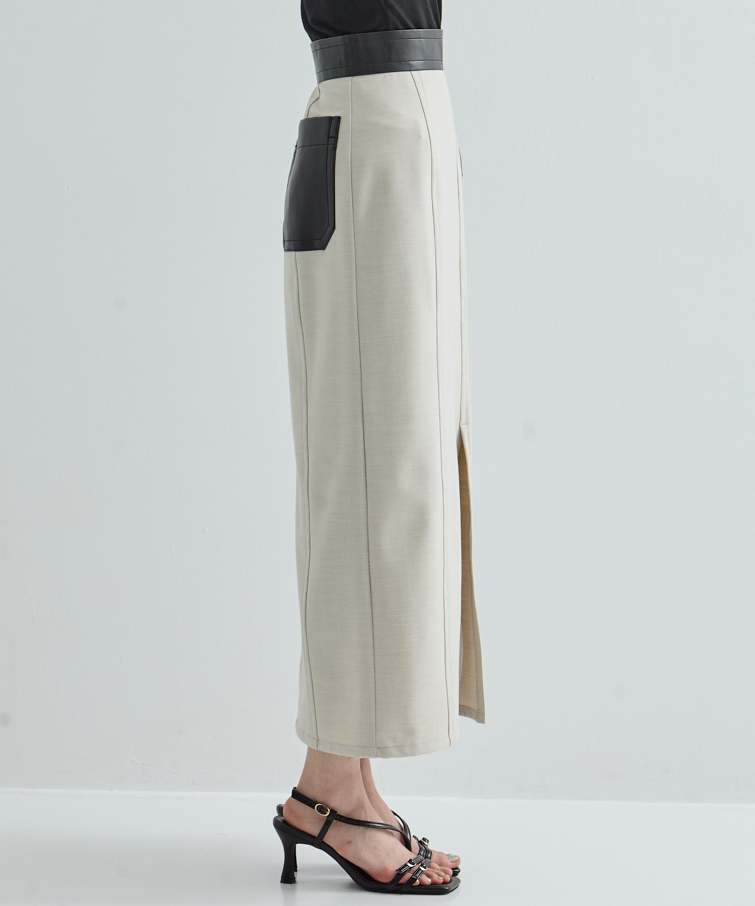 Leather Belted Straight SK STUDIOUS