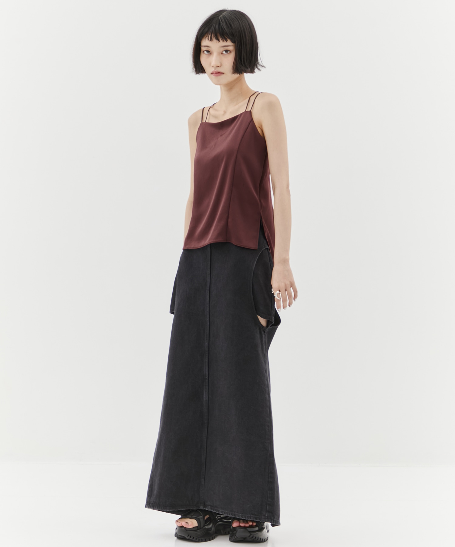 別注サークルカットデニムスカート CLANE