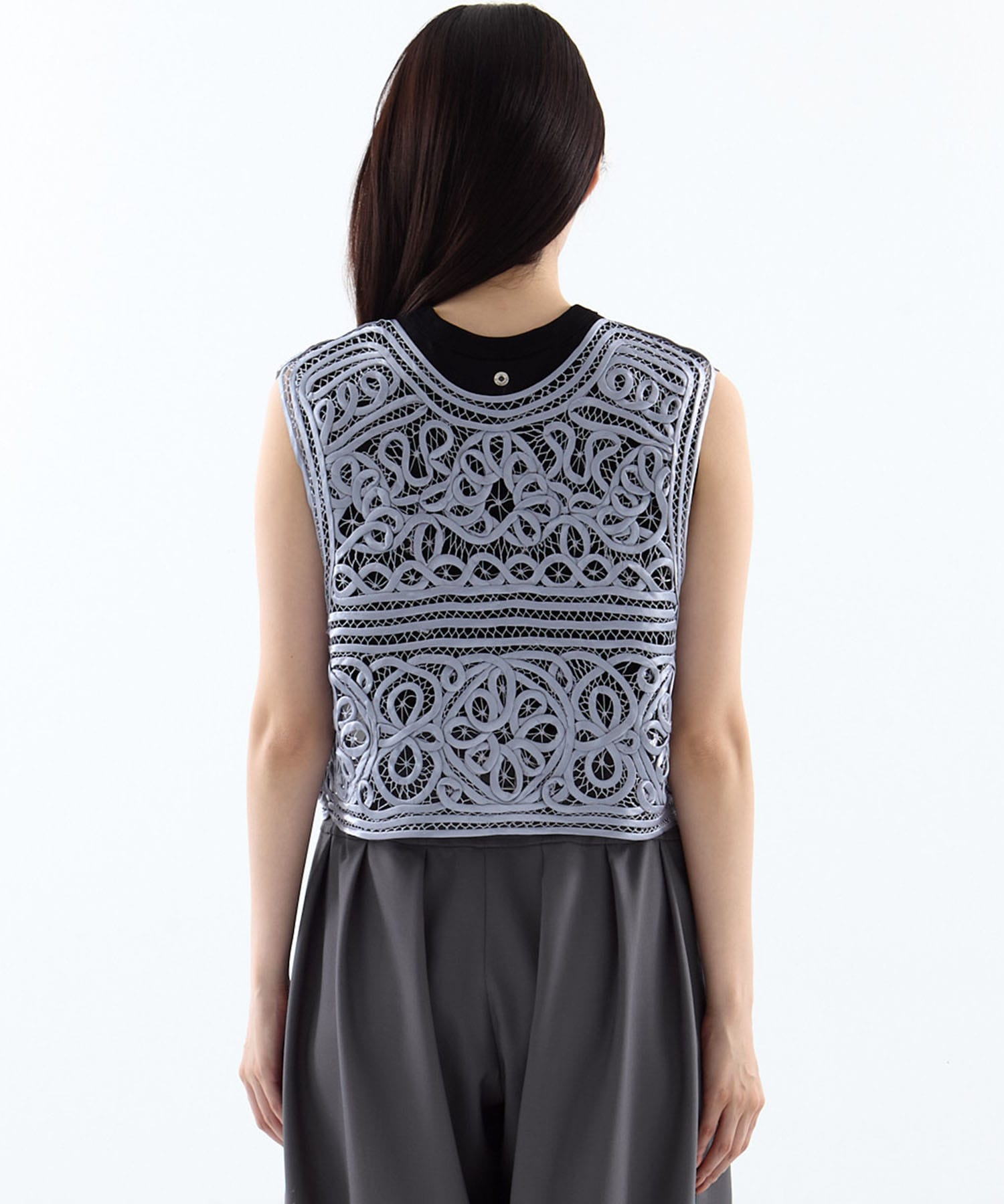 2WAY SATIN BATTEN  LACE VEST AMERI