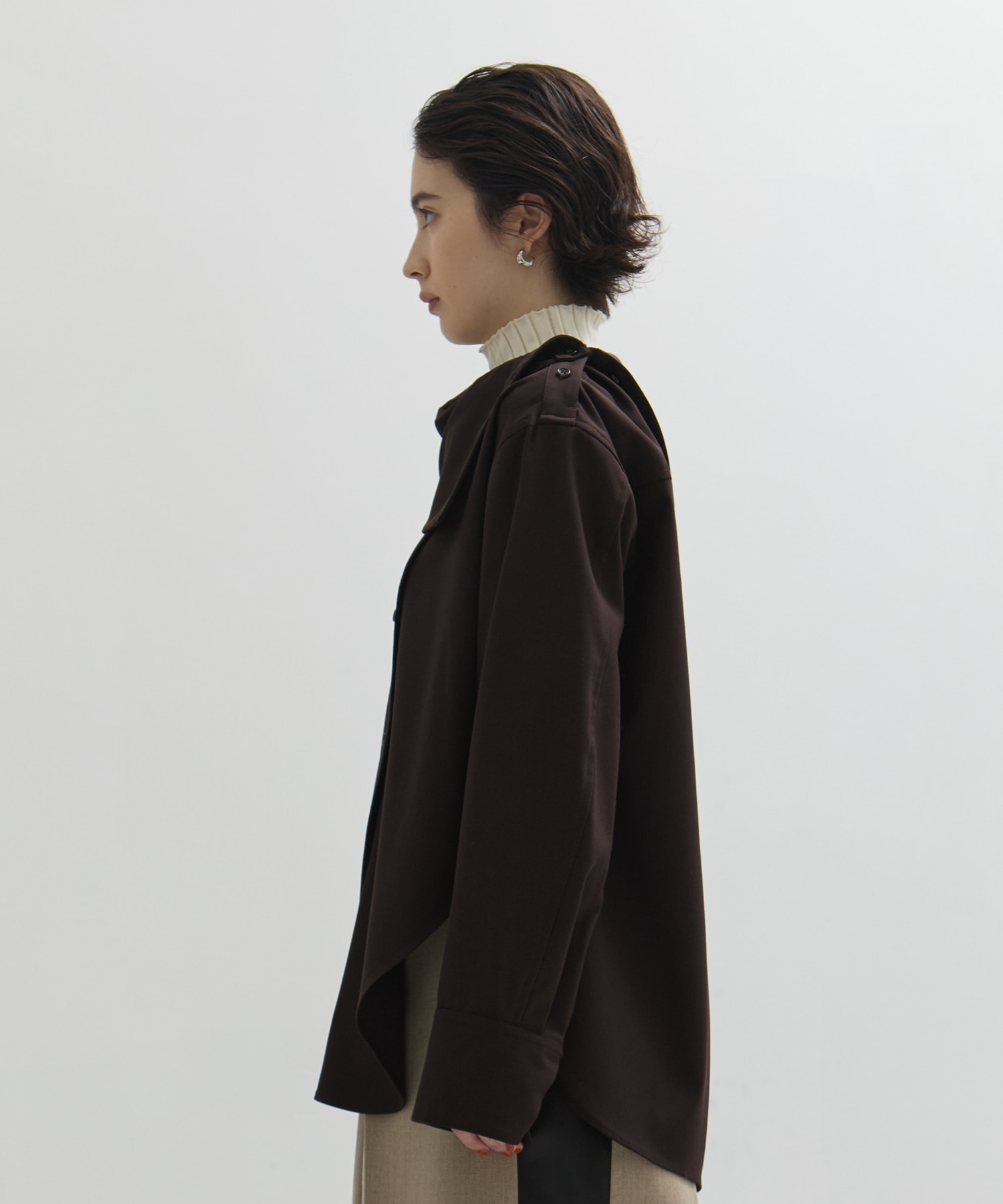 Viscose Wool Big Collar Shirt STUDIOUS