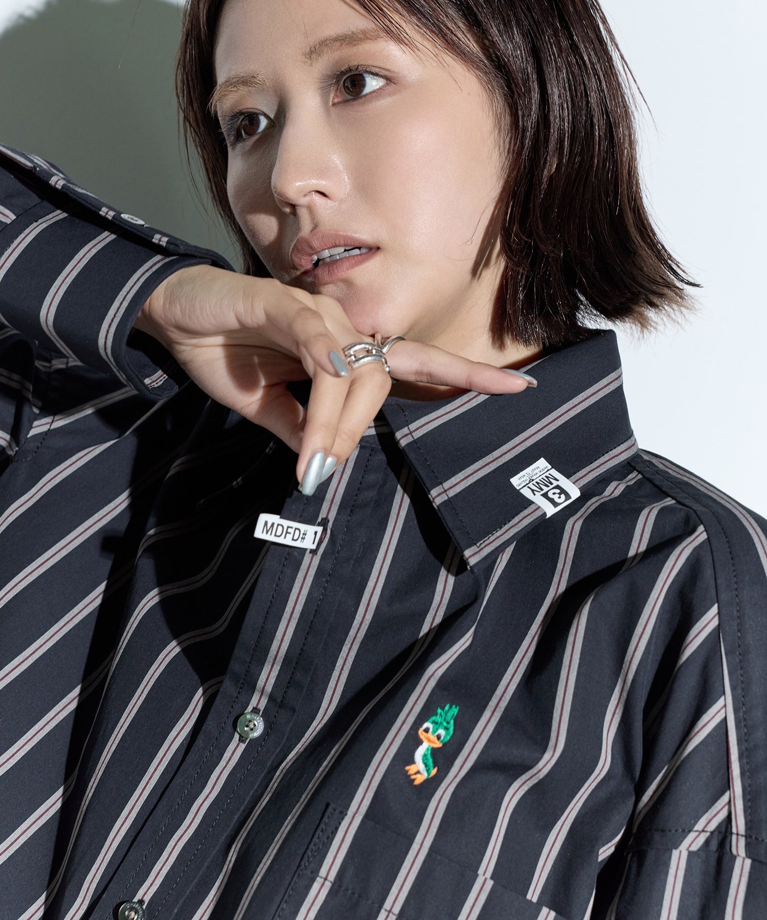 DUCK EMBROIDERY STRIPE SHIRTS Maison MIHARA YASUHIRO