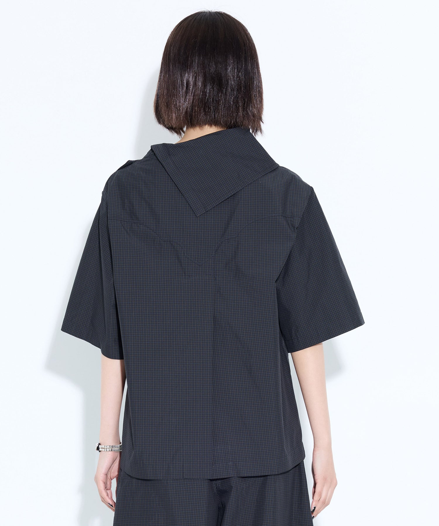 Typewriter check S/S blouse TOGA