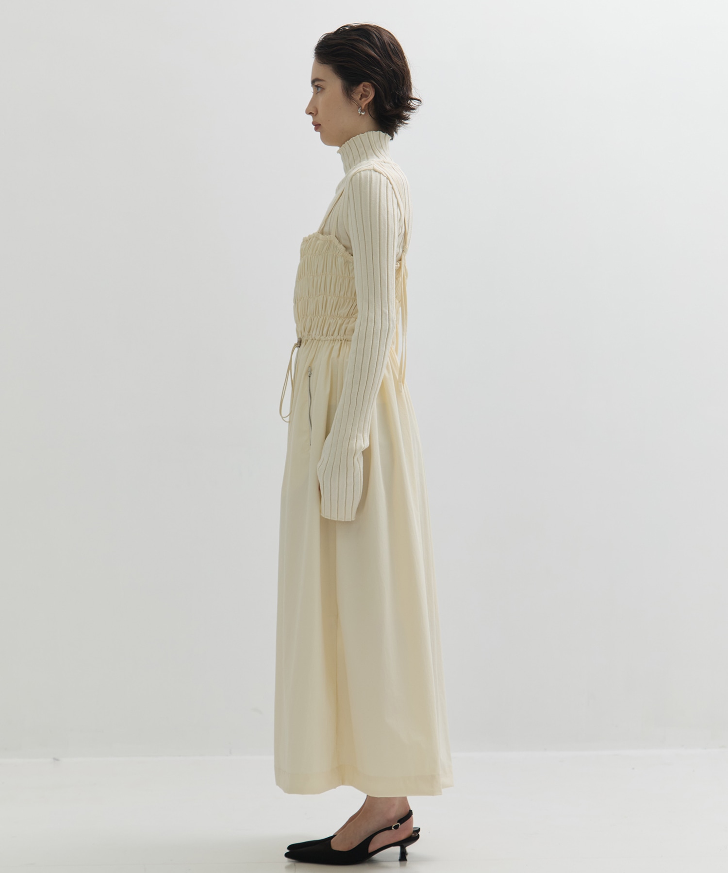 SHIRRING ZIP CAMISOLE DRESS STUDIOUS