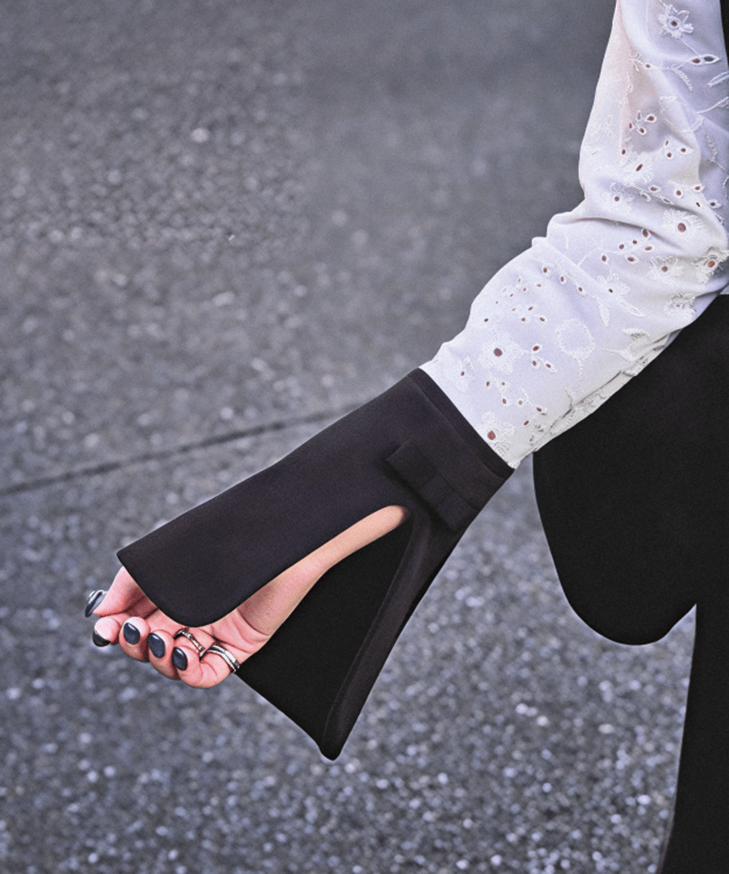 Triacetate Georgette Floral Embroidery Sleeve Classic Dress Mame Kurogouchi