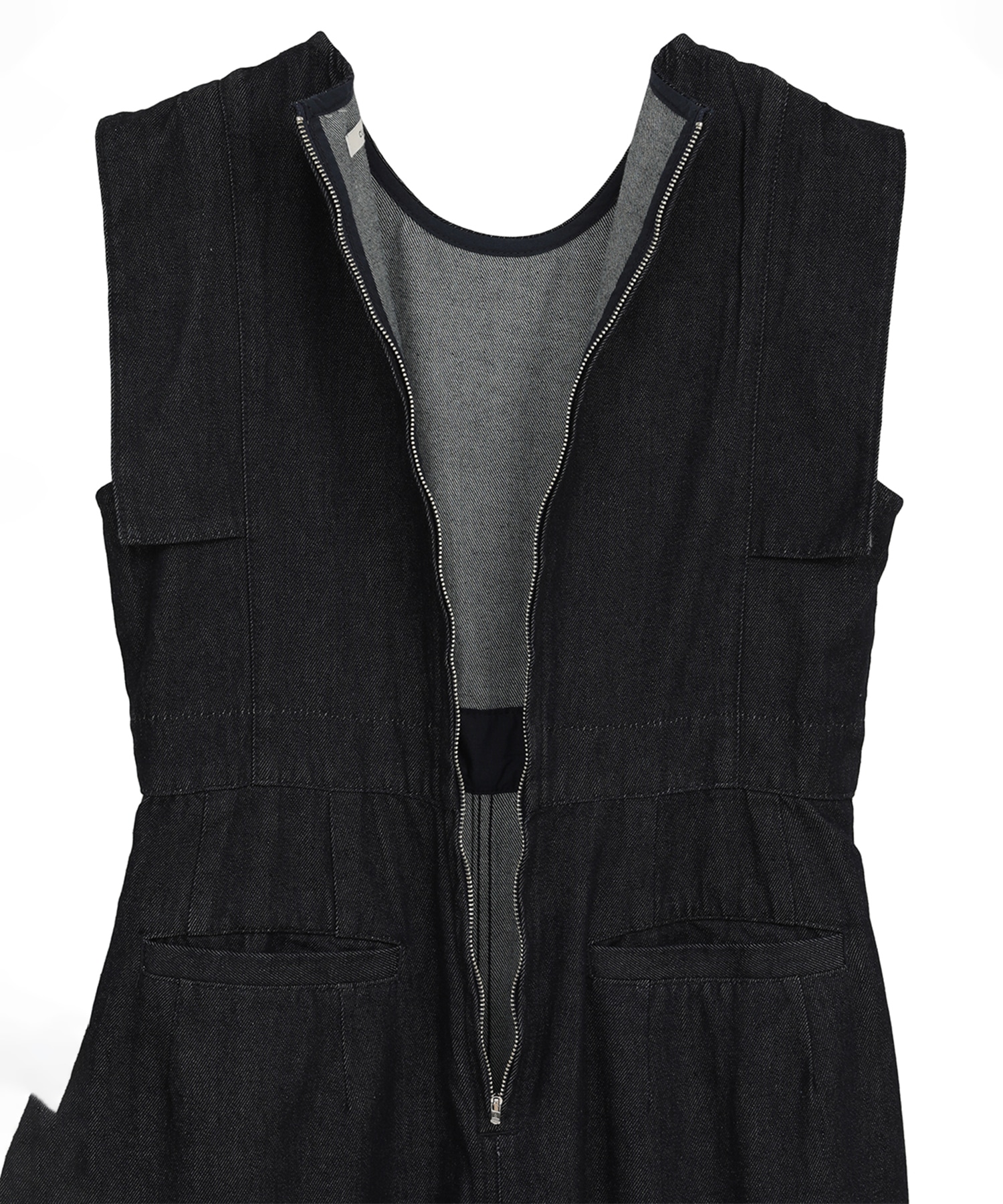 SQUARE SLEEVE DENIM ALL IN ONE CLANE