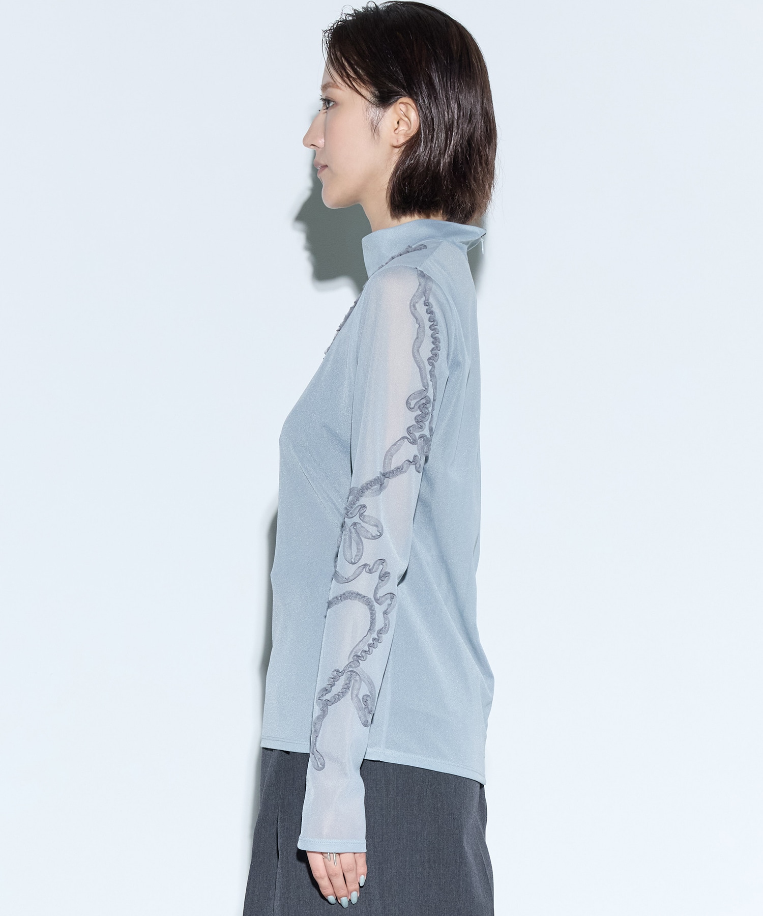 Moon road embroidered sheer top MURRAL