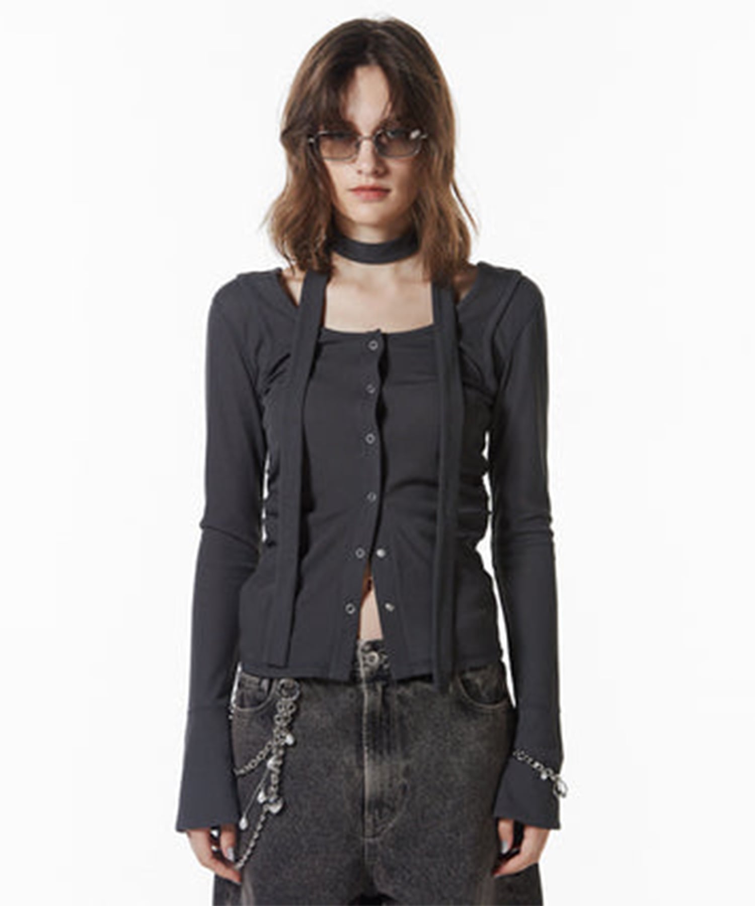 SCARF CHOKER TOPS JOSEMOON