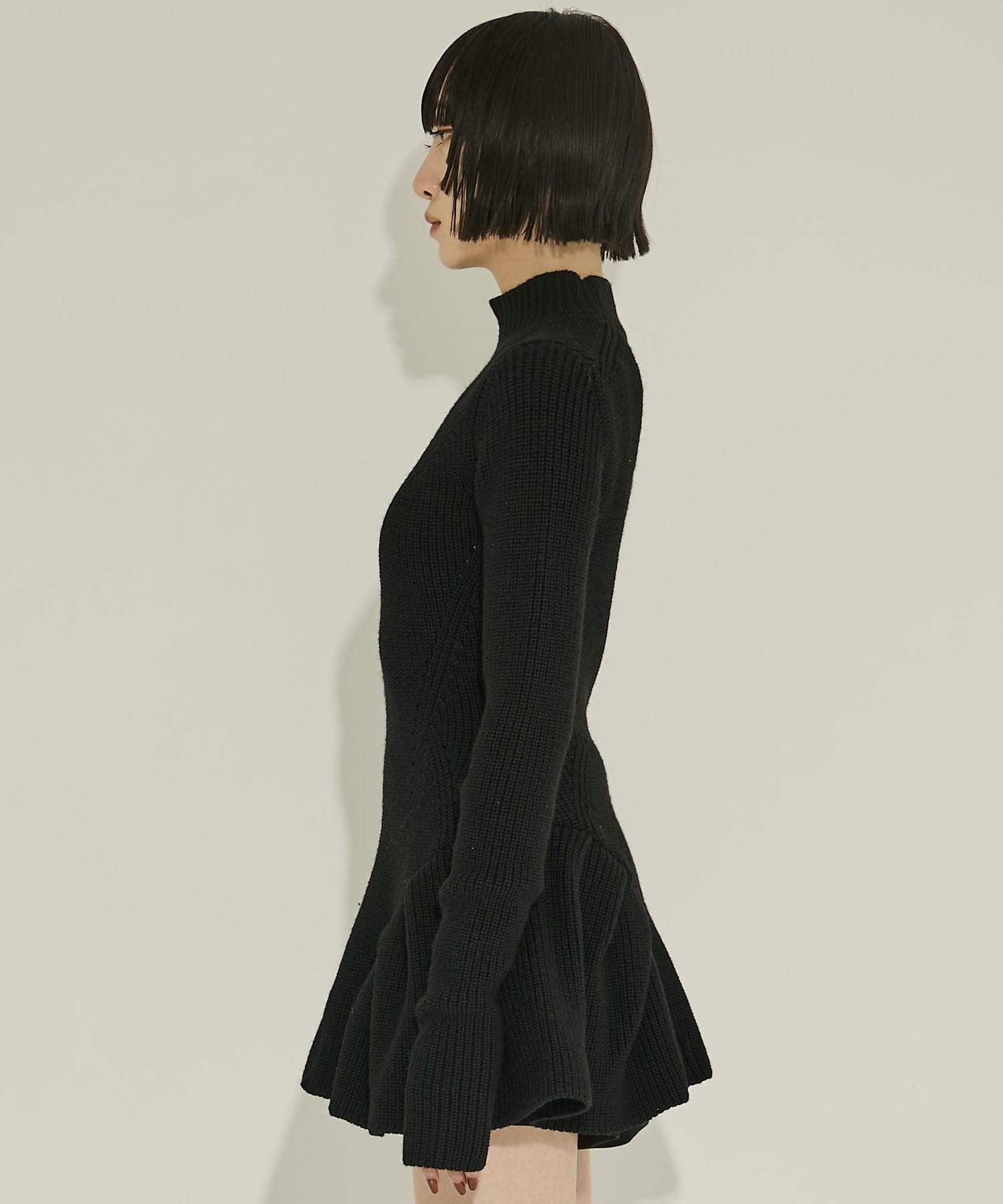 RIBED PEPLUM HI-NECK KNIT SWEATER JOHN LAWRENCE SULLIVAN