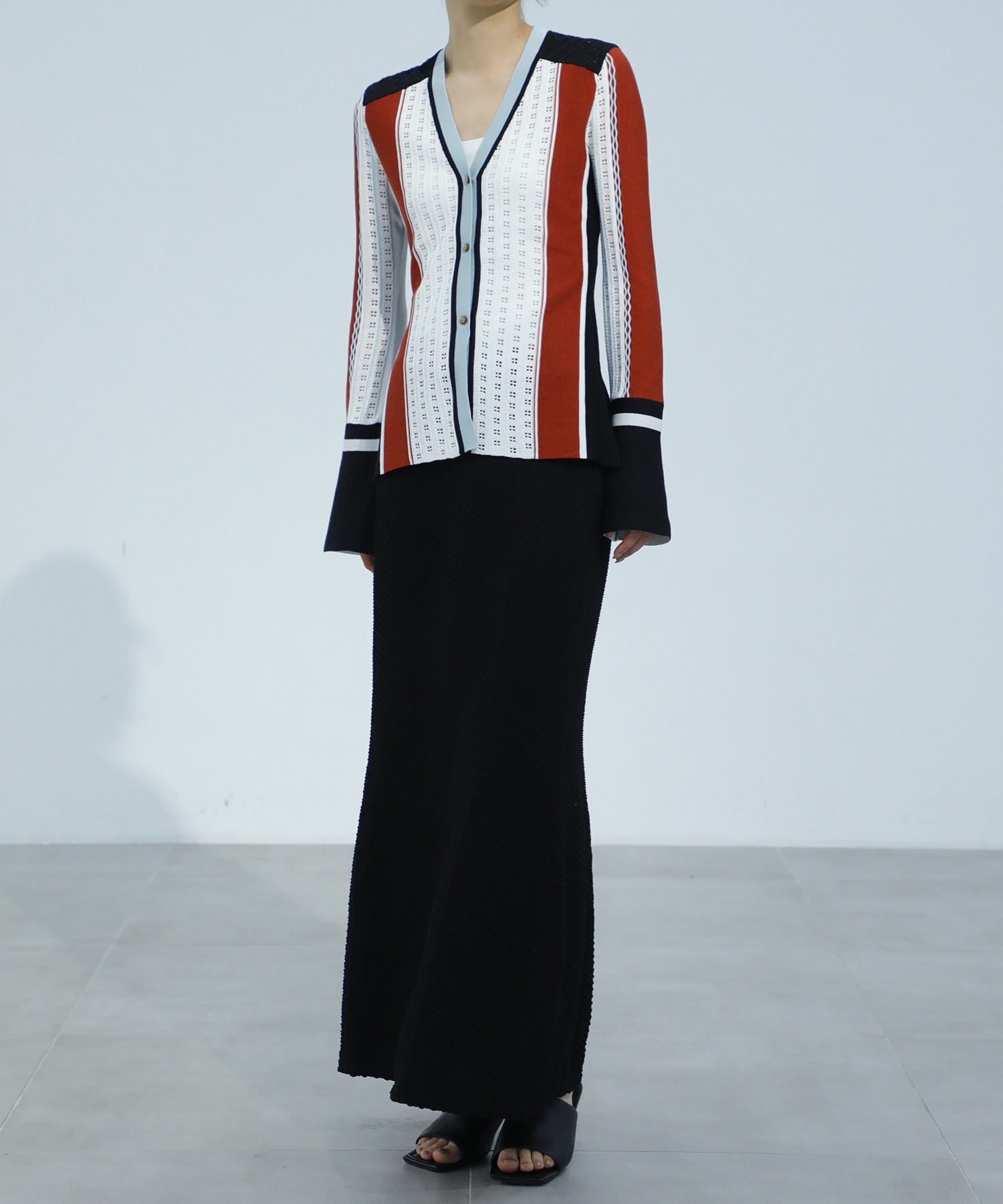 Geometric Pattern Knitted Cardigan Mame Kurogouchi