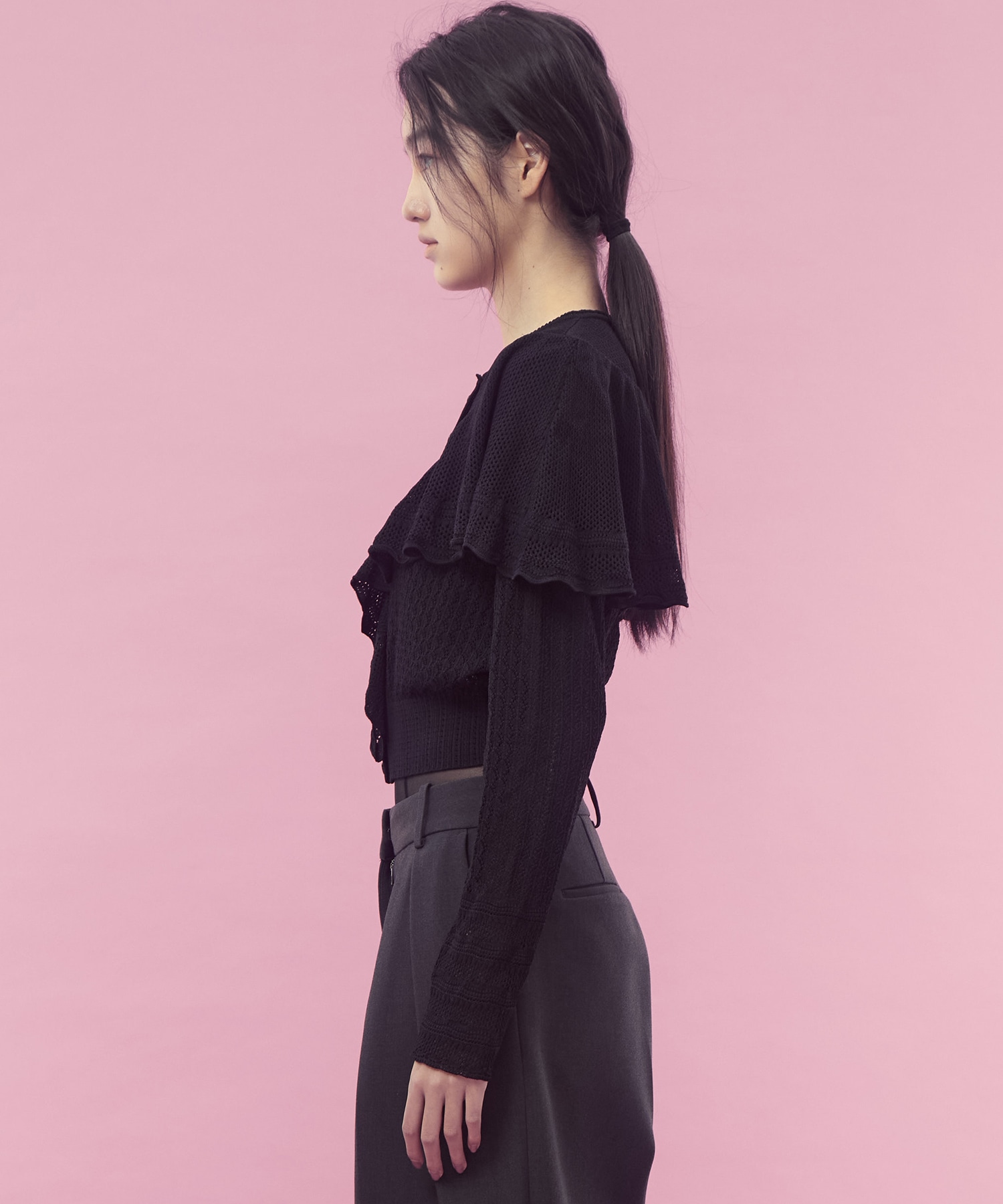 Lace-knit cape cardigan FETICO