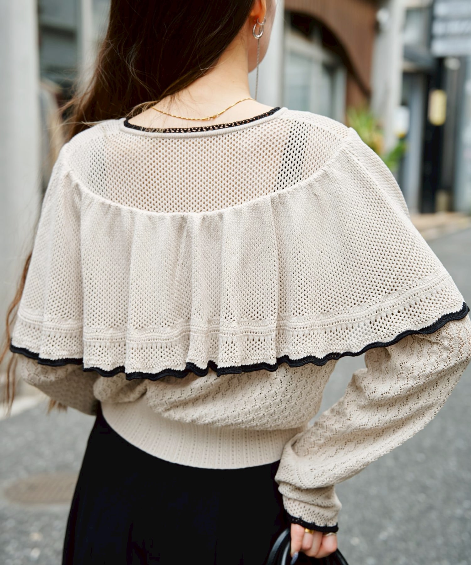 Lace-knit cape cardigan FETICO