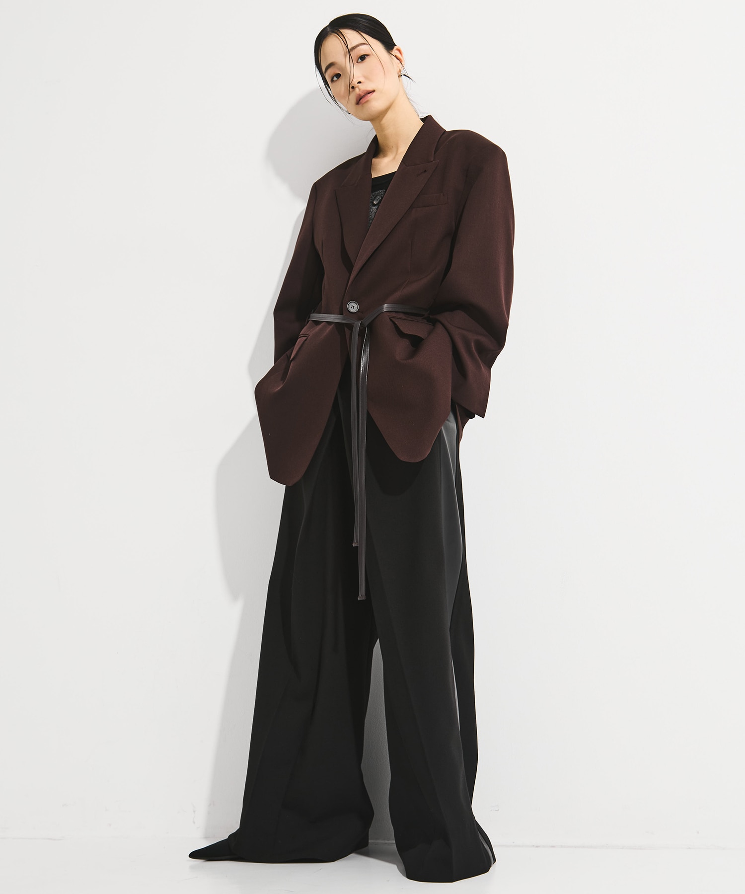 Side Leather Flare Trousers STUDIOUS