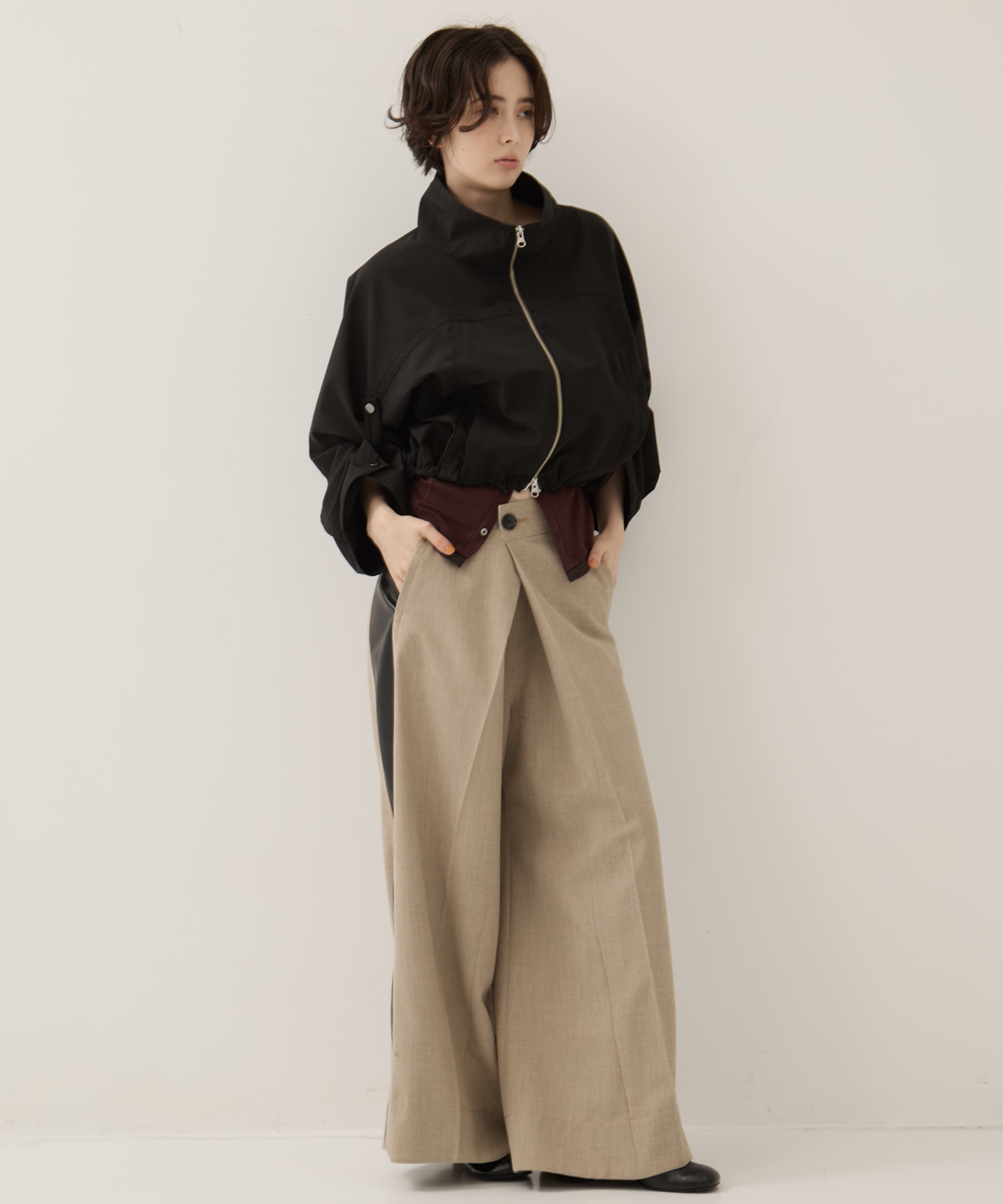 Side Leather Flare Trousers STUDIOUS