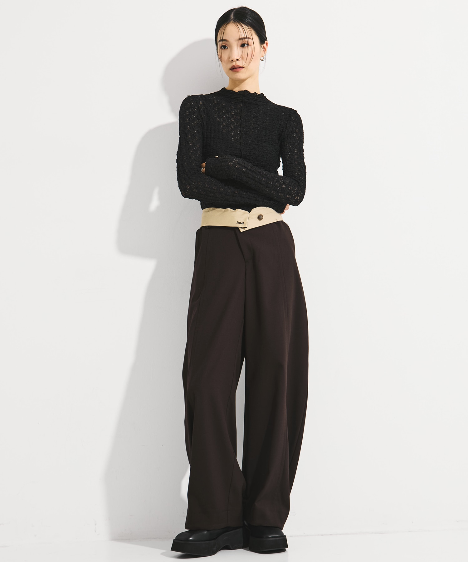 Wool Barrel Leg Trousers STUDIOUS
