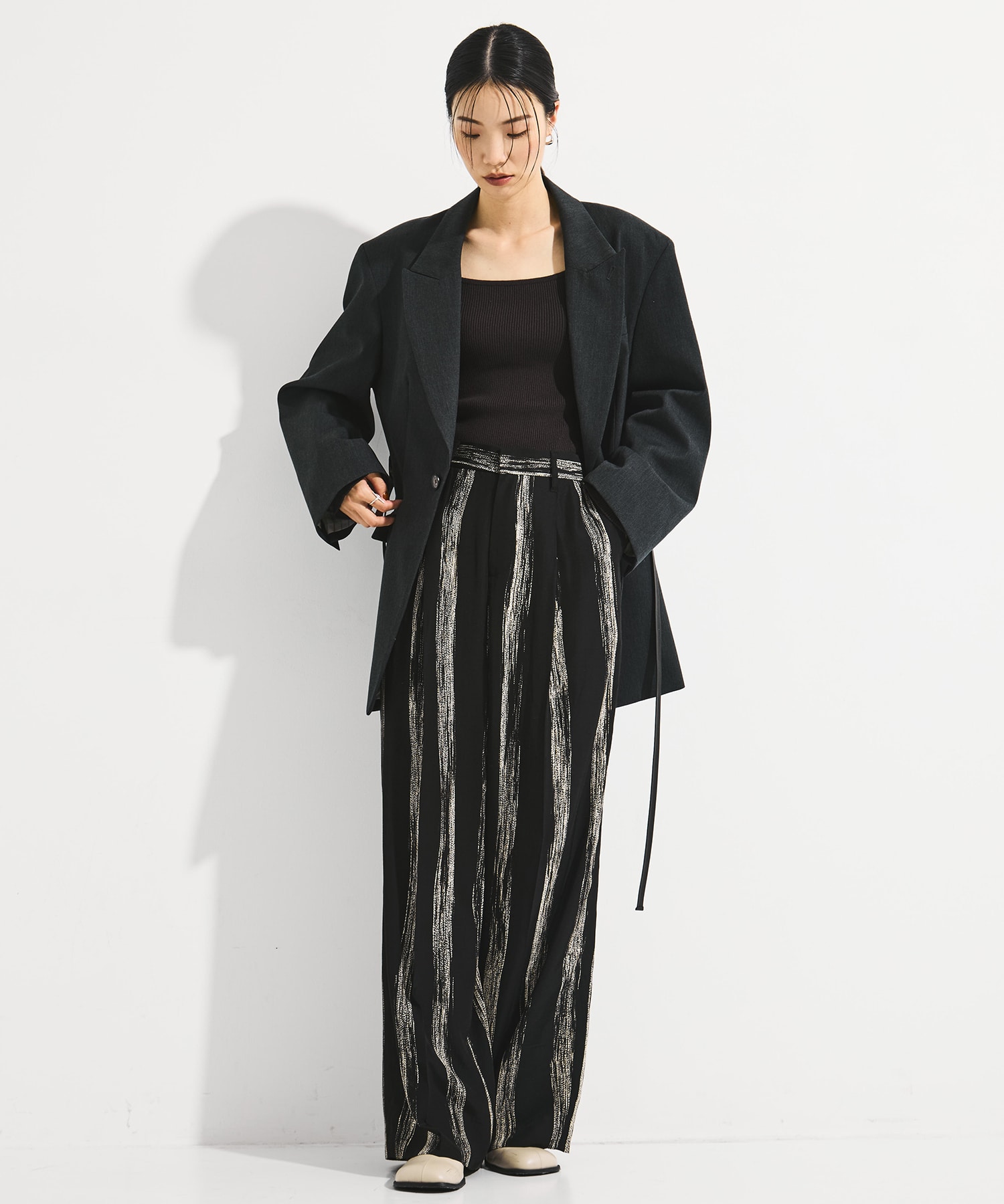 Stitch stripe pants AKIRANAKA