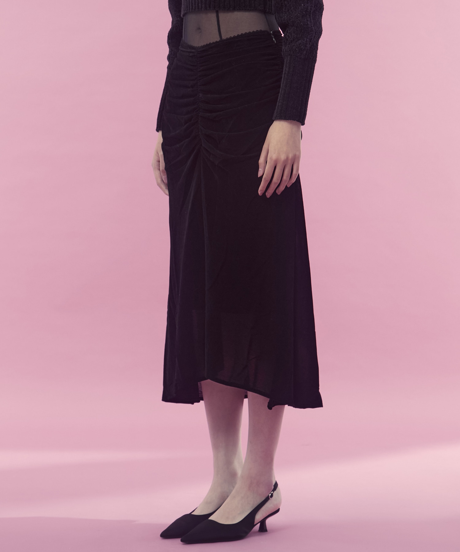 Velvet tulle gathered skirt FETICO