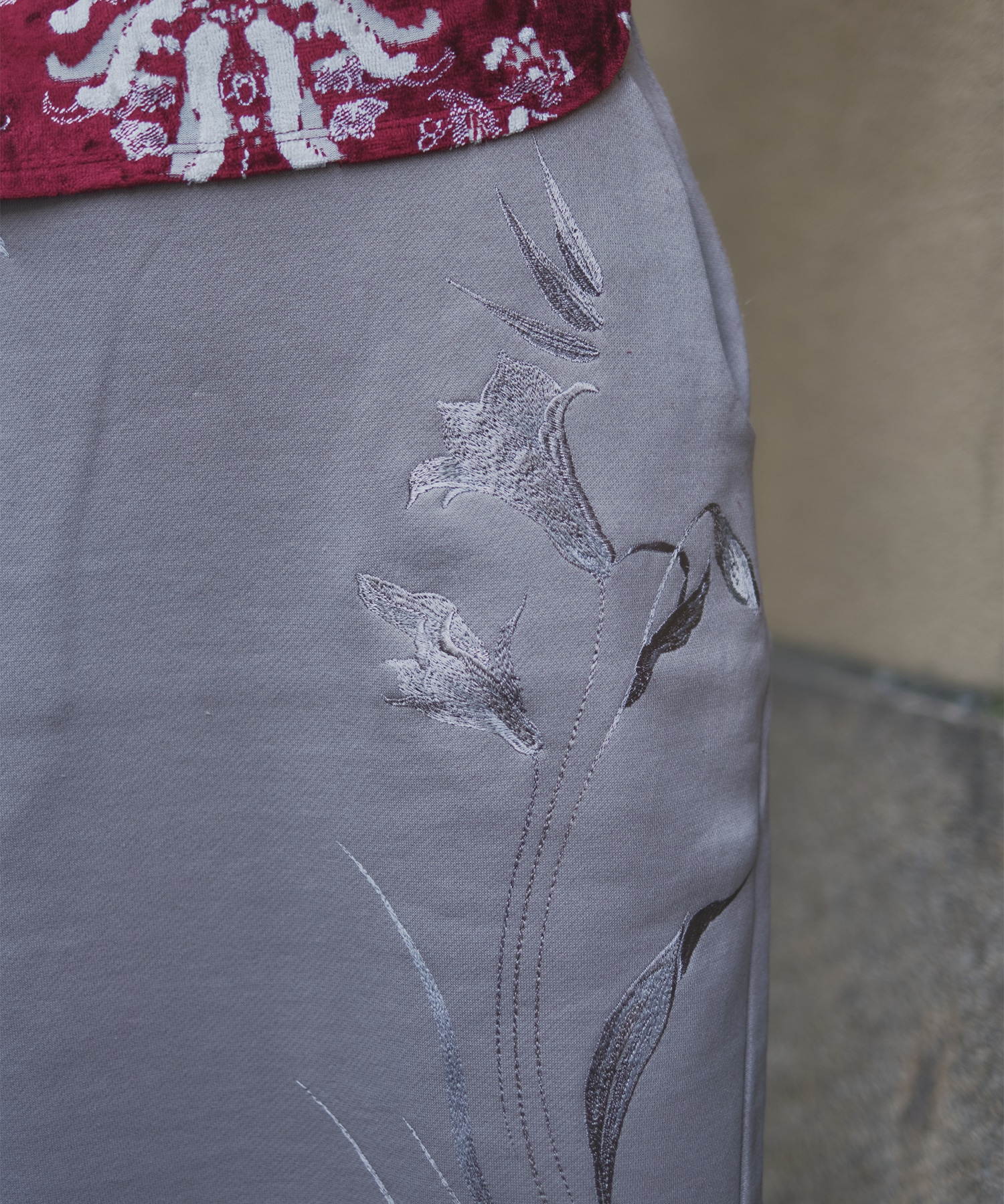 Floral Motif Embroidered Sweater Skirt Mame Kurogouchi