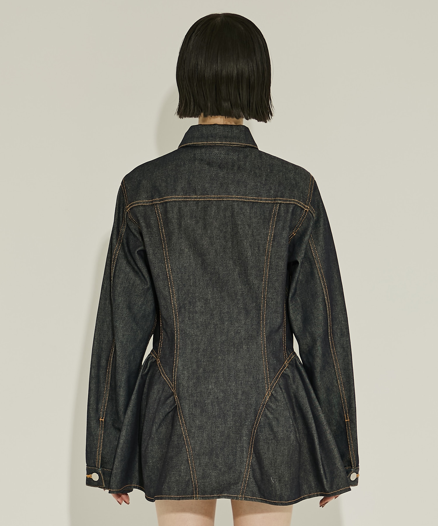 RIGID DENIM PEPLUM JACKET JOHN LAWRENCE SULLIVAN