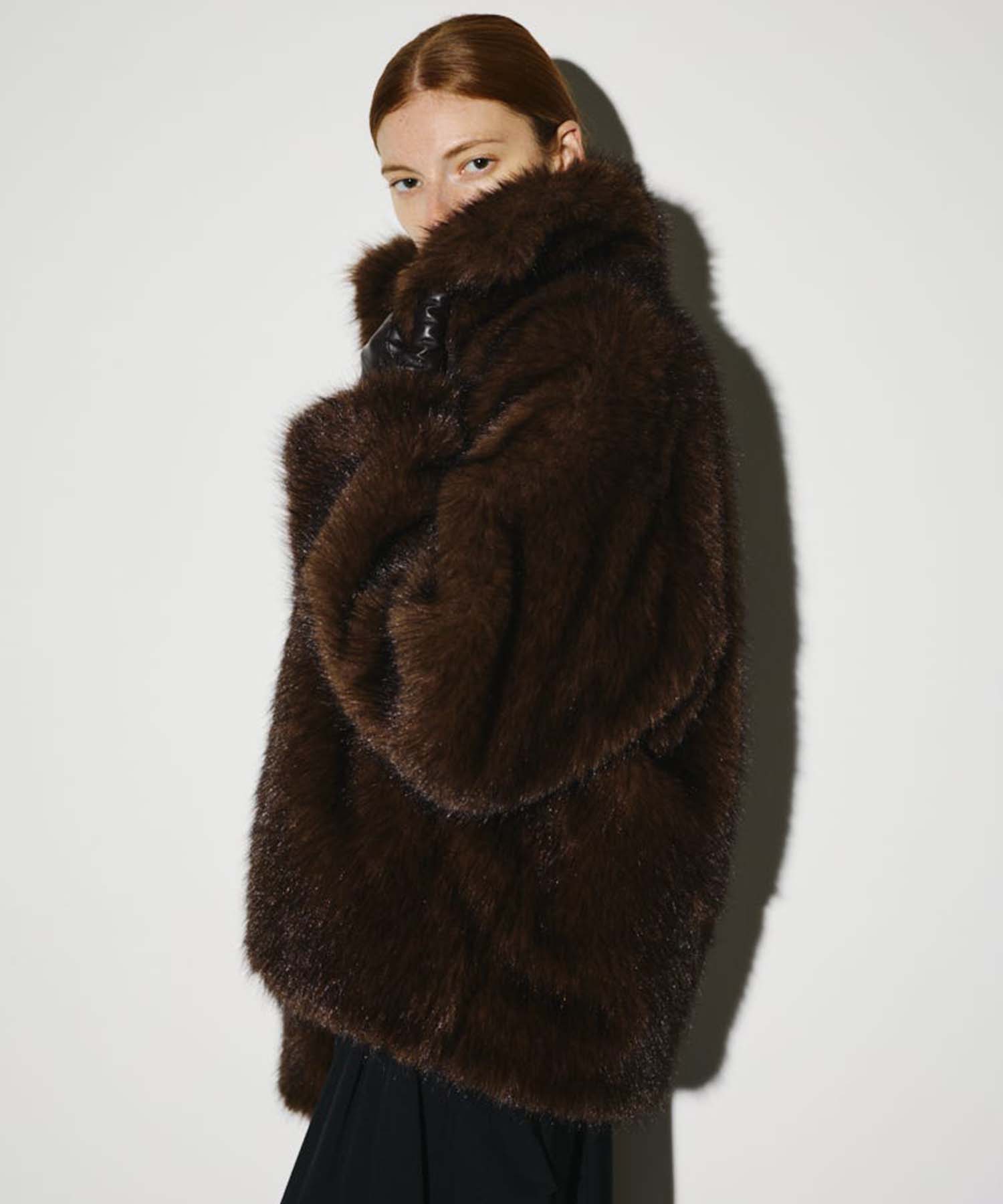 High collar faux fur jacket RIM.ARK