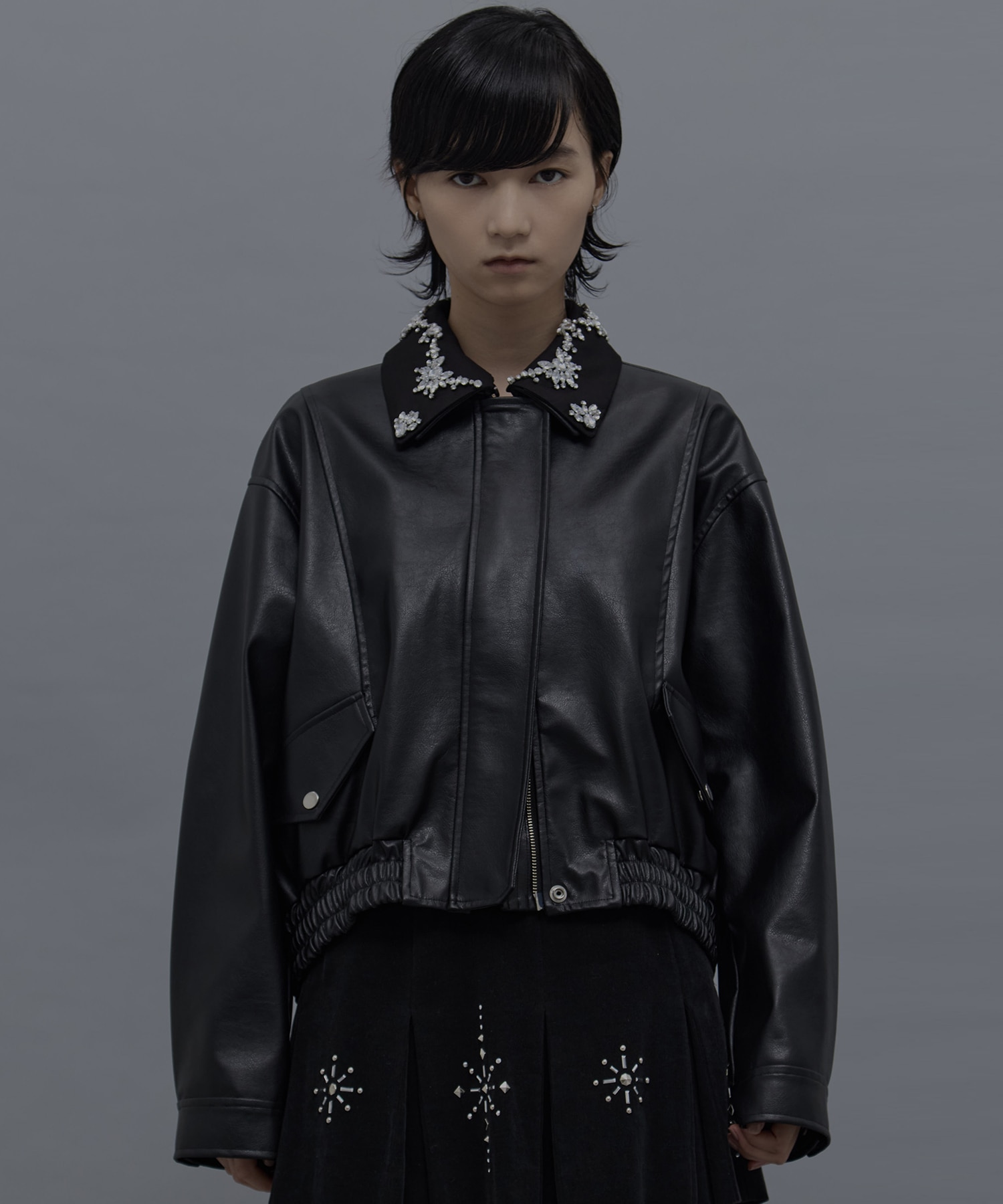 crystal bijou collar 2WAY blouson tanakadaisuke