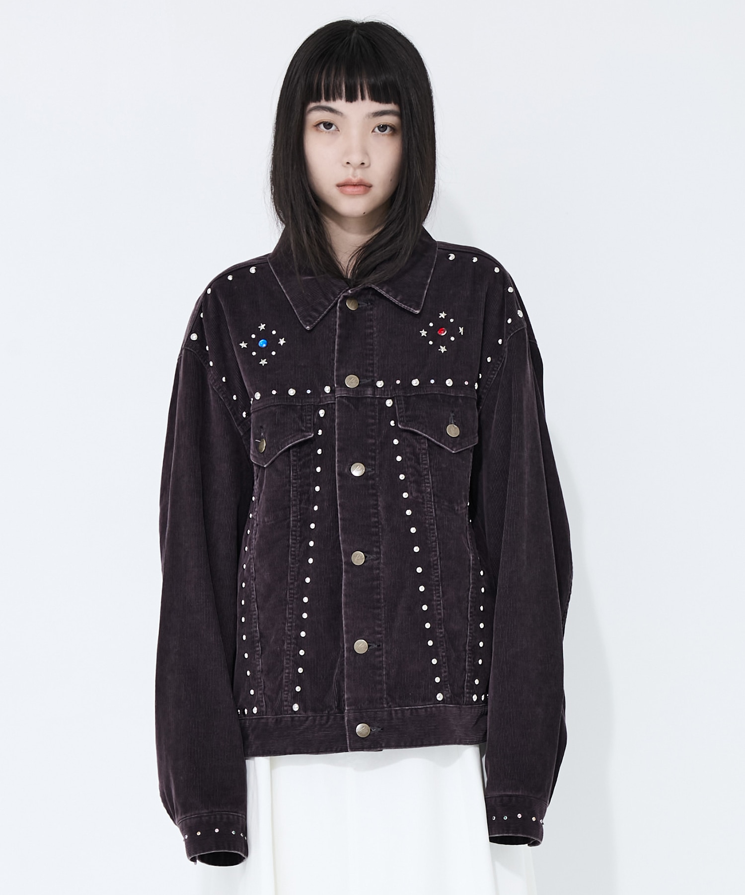 Studded Jean Jacket - 14W Corduroy Needles