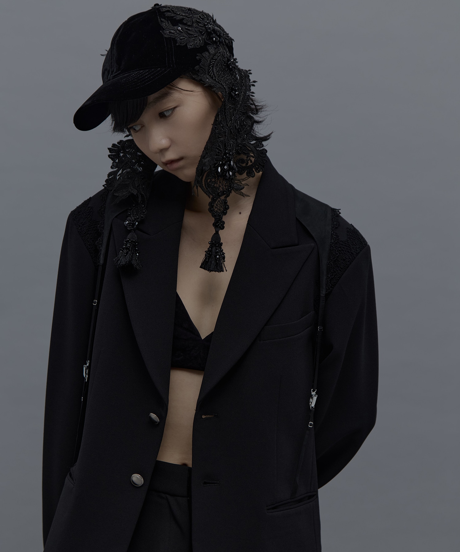 black lei beads velour cap tanakadaisuke
