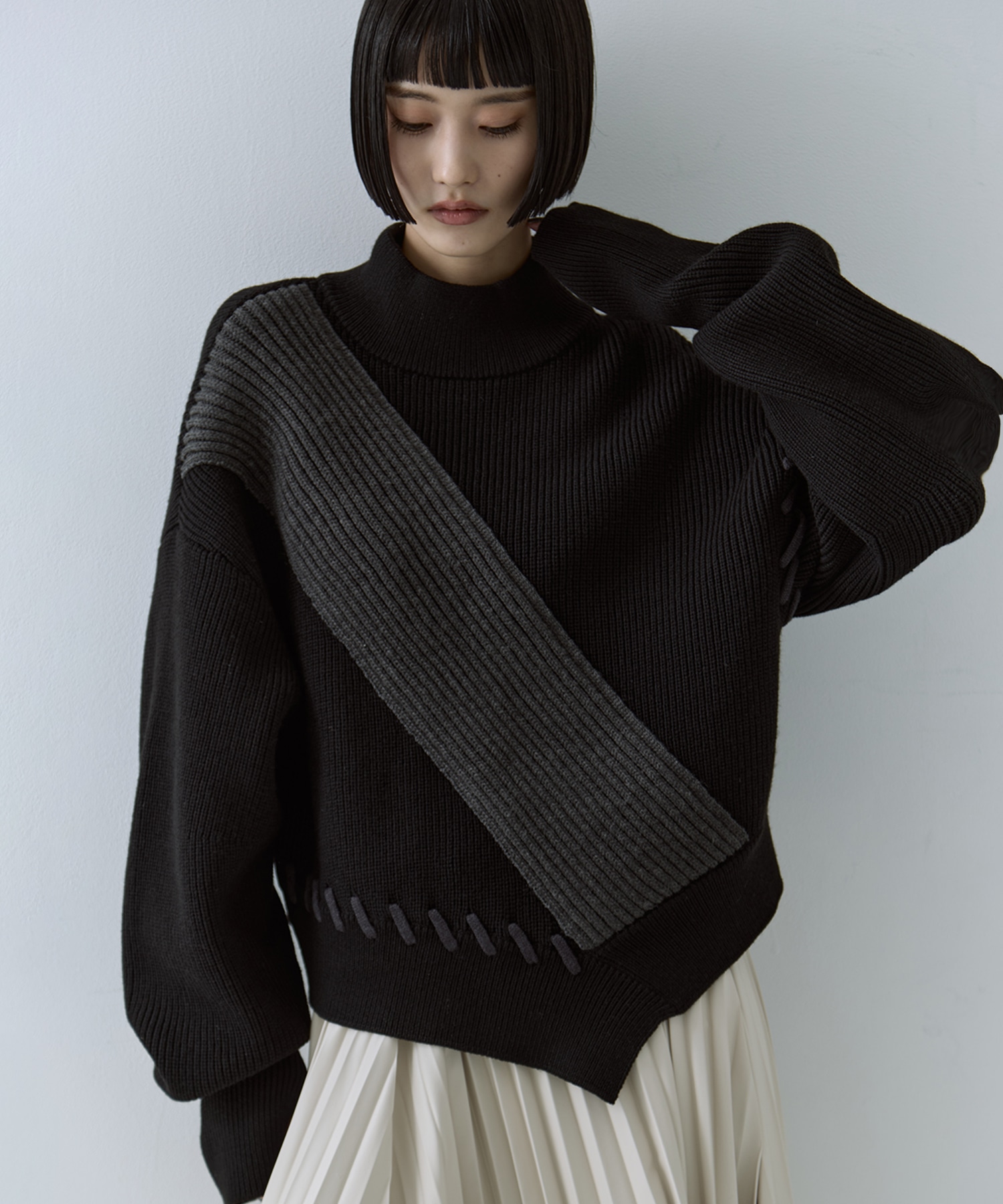 別注Asymmetrical Stitch Rib knit UN3D.