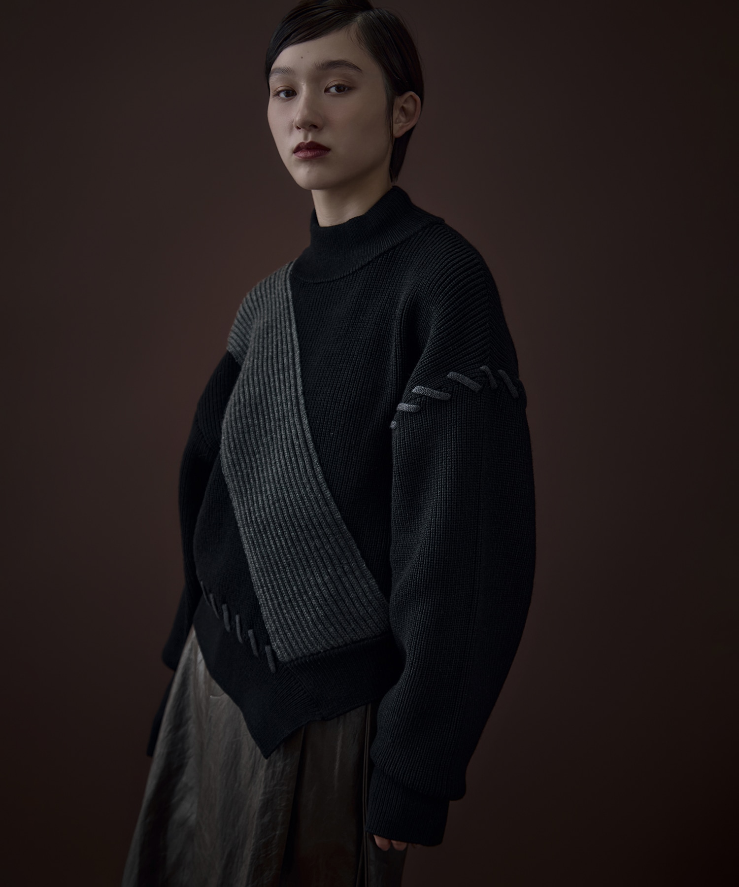 別注Asymmetrical Stitch Rib knit UN3D.