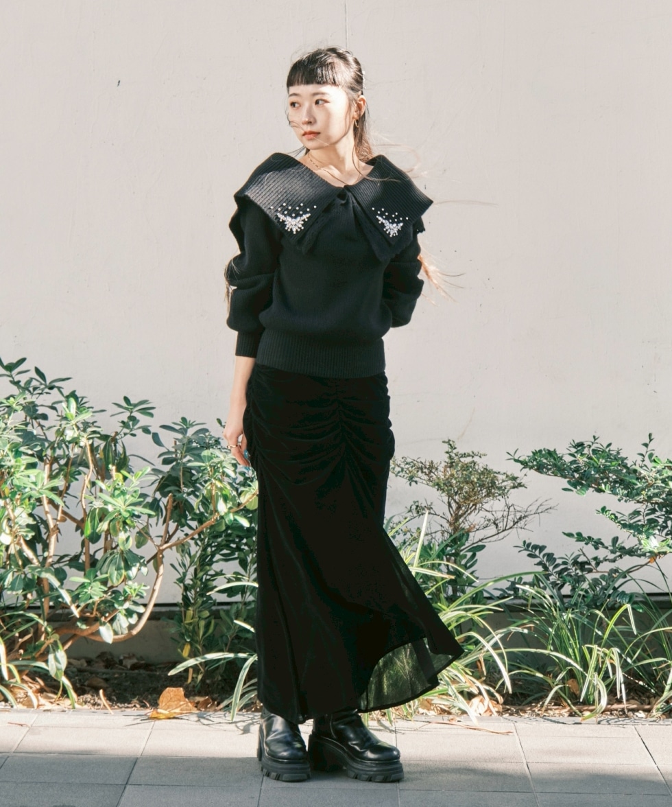 bijou tiara off-shoulder knit tanakadaisuke