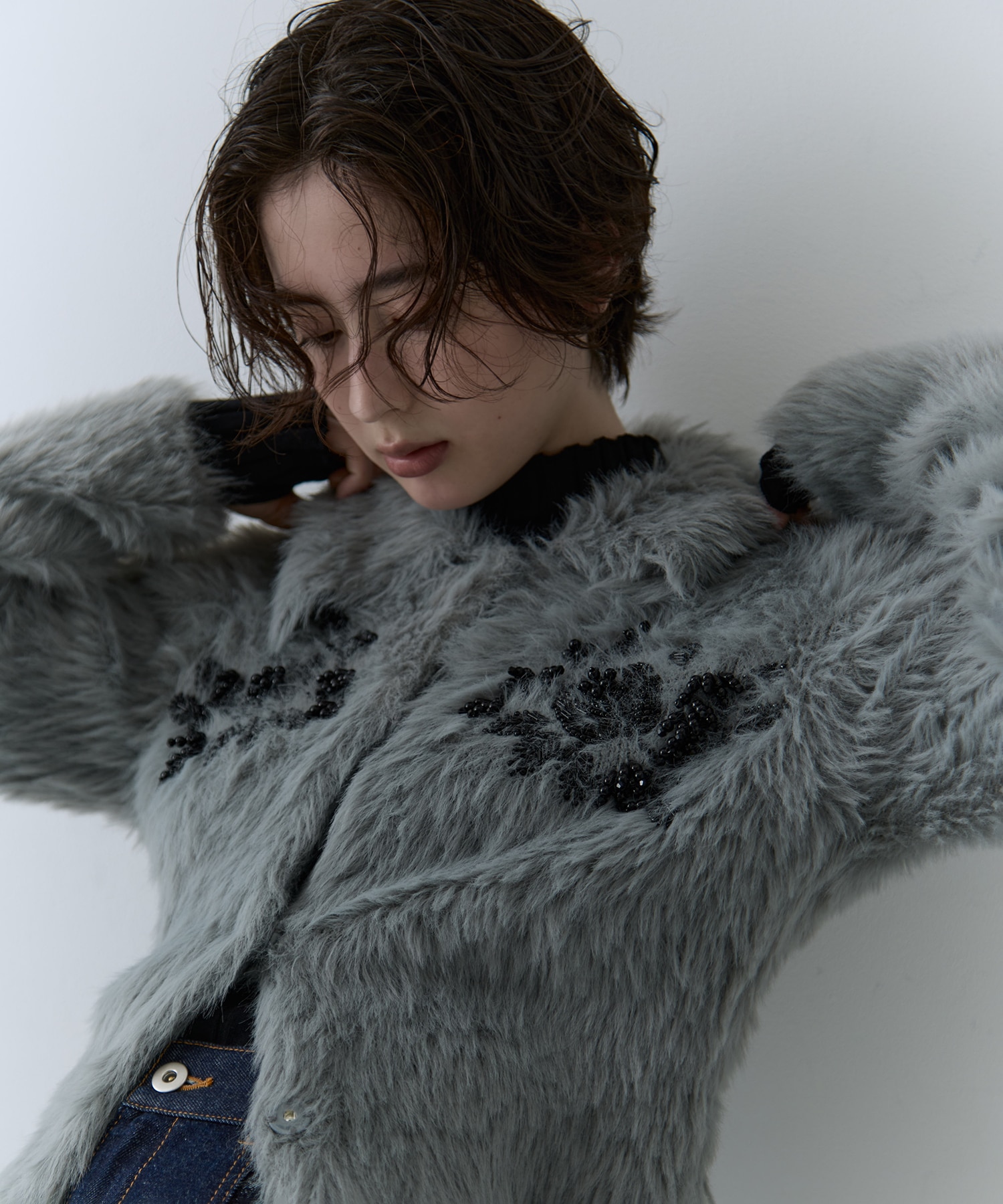 別注 シャギービジューカーディガン FETICO