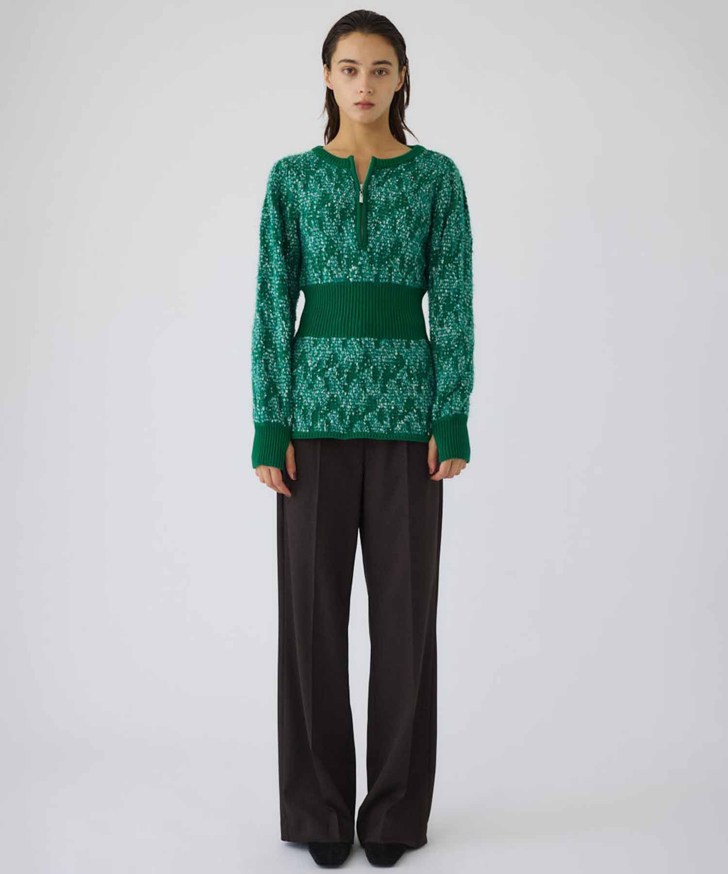 Waist switching knit tops RIM.ARK