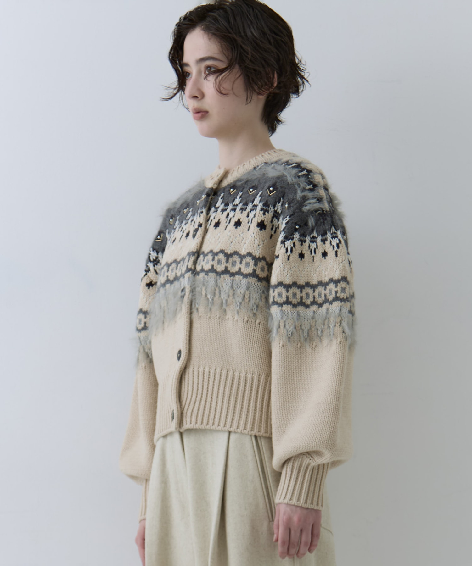 UND 2WAY LADY NORDIC KNIT CARDIGAN AMERI