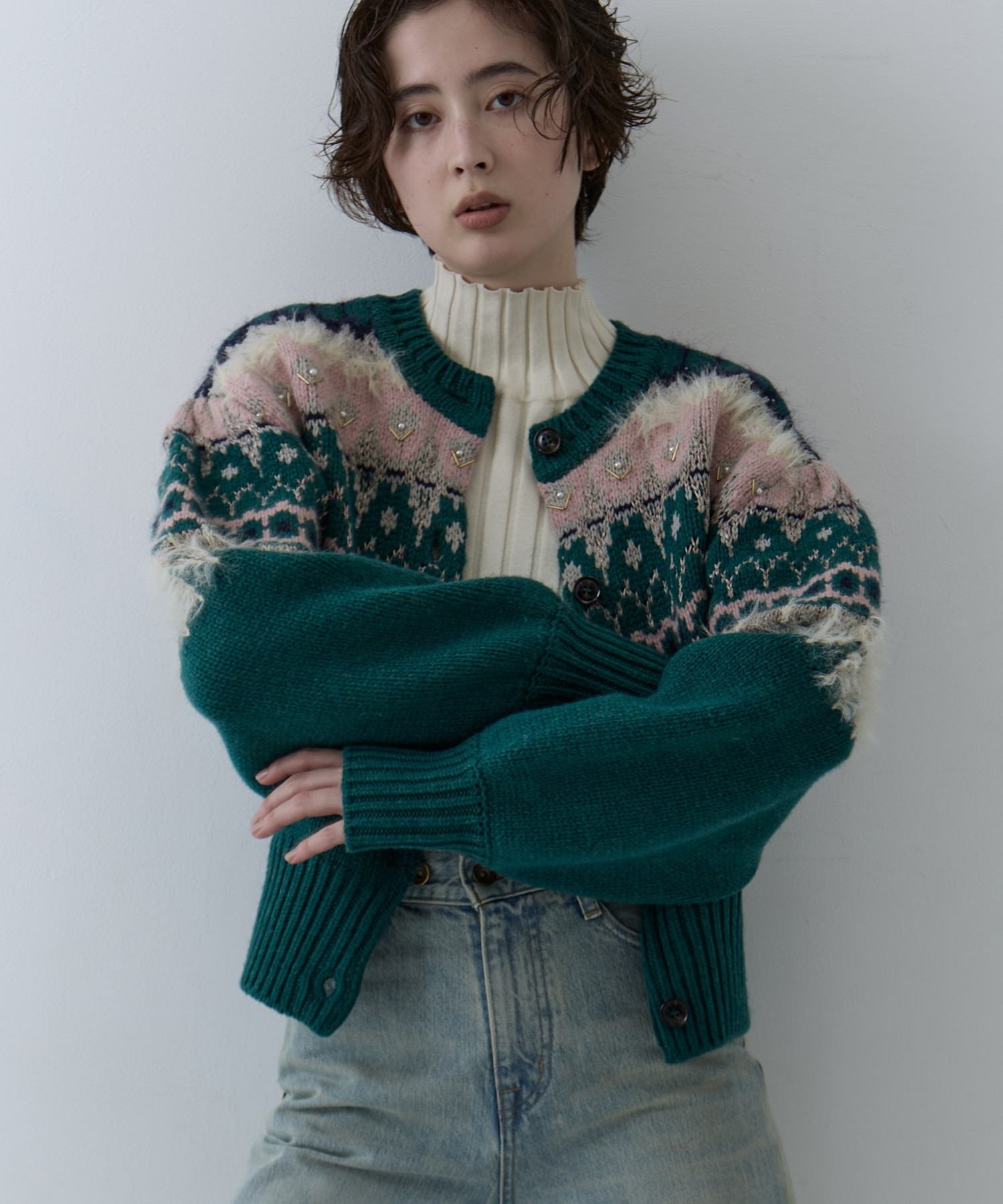 UND 2WAY LADY NORDIC KNIT CARDIGAN AMERI